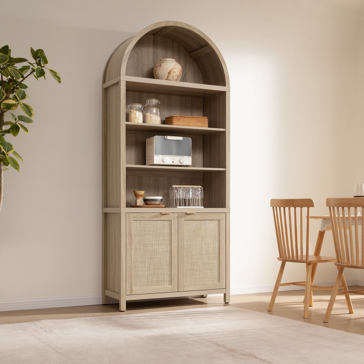 Savanna Arched Bookcase with Storage