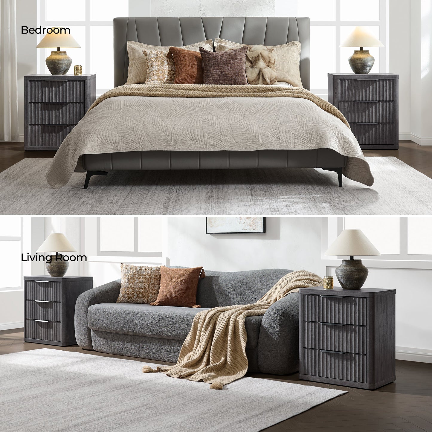 Cas Nightstands, 3 Drawers