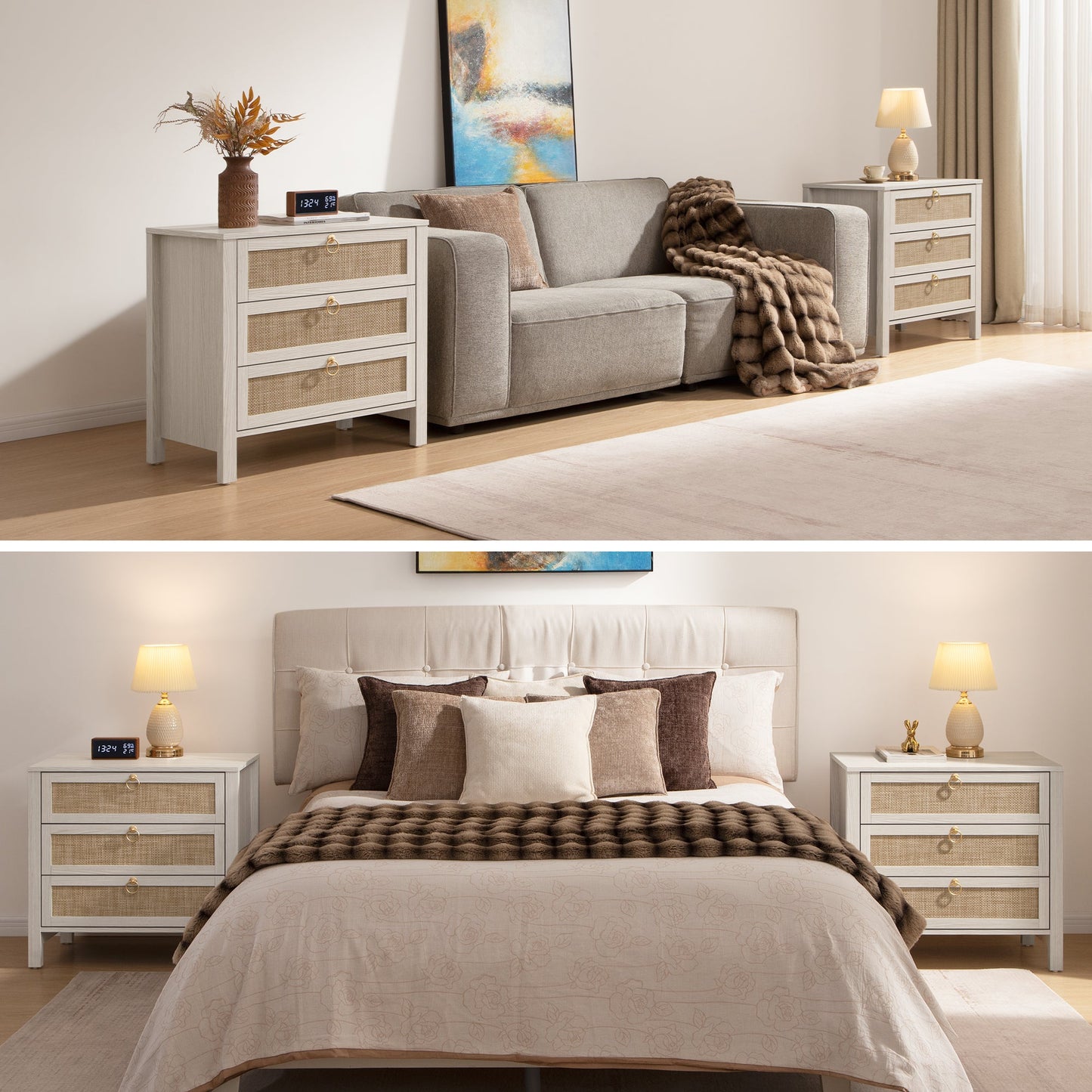 Terra Dresser and 3 Drawers Nightstands Sets