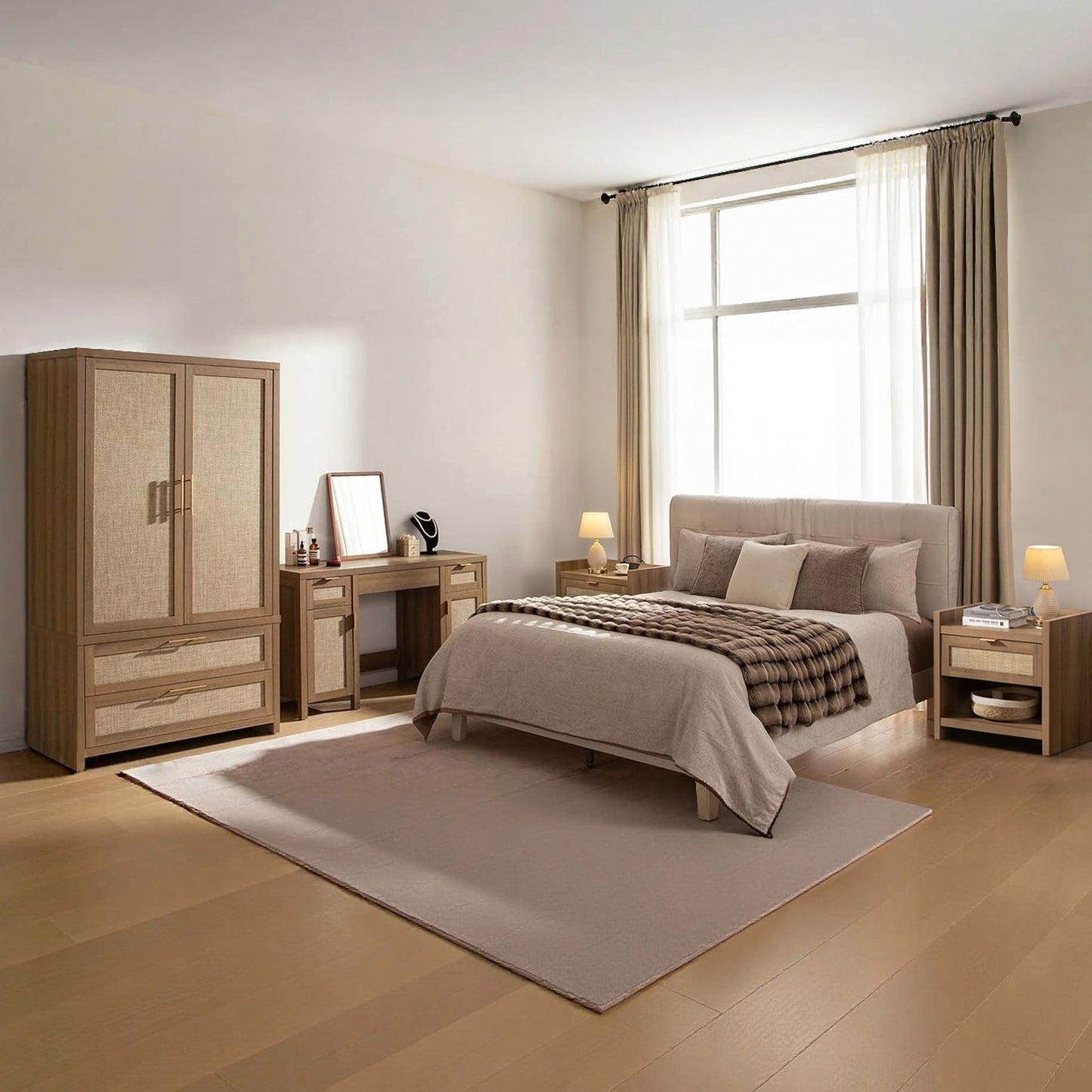 Savanna Makeup Vanity, Wardrobe and Nightstands Set