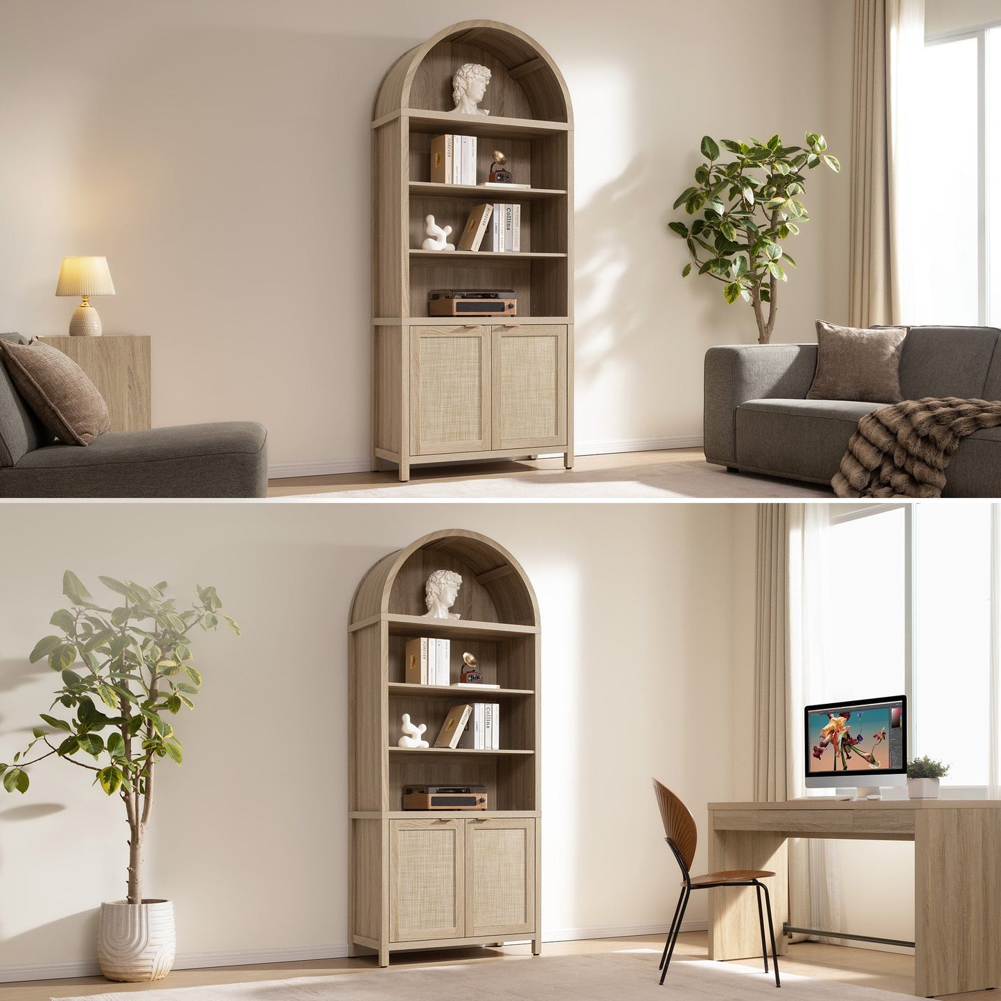 Savanna Arched Bookcase, 84.2Inch Height