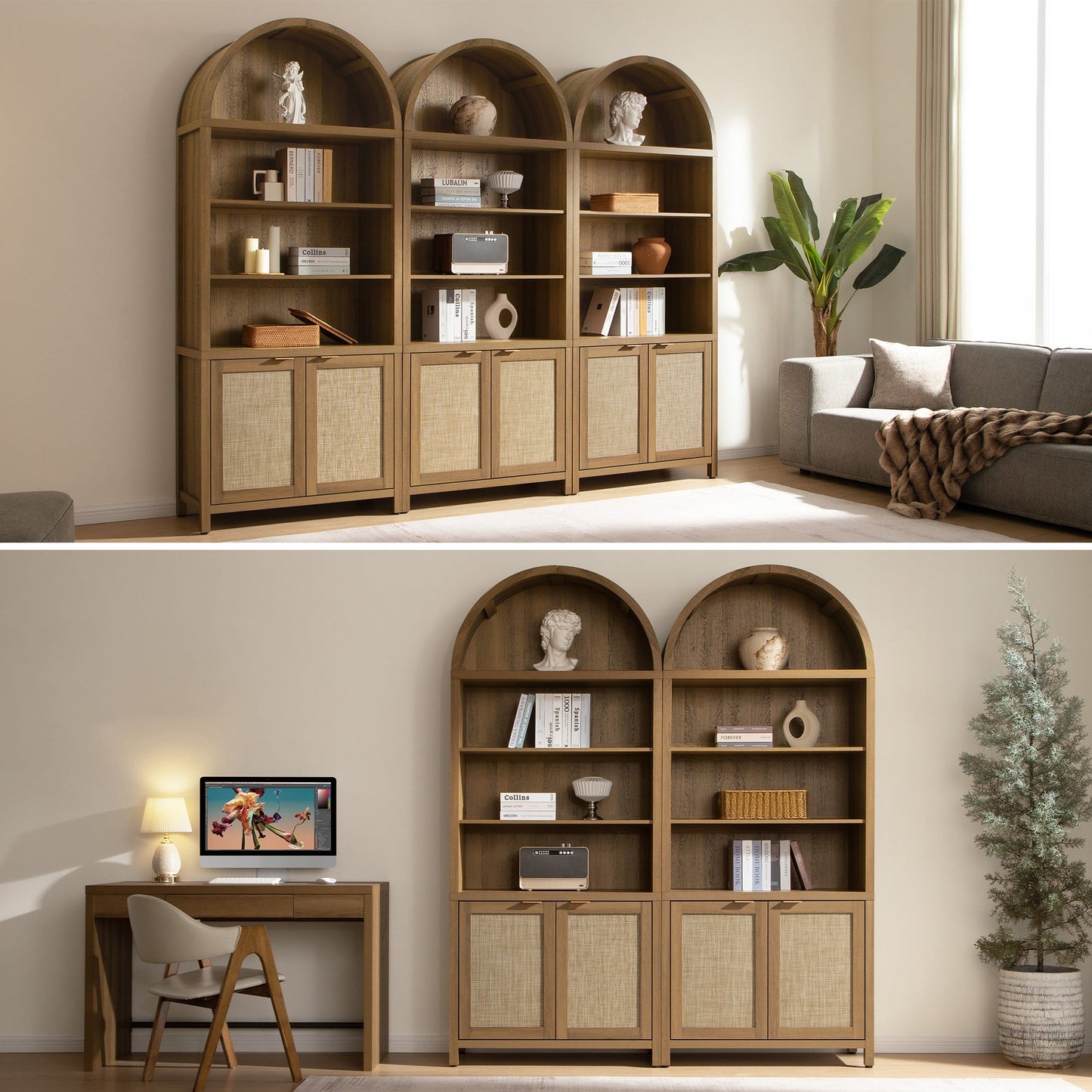 Savanna Arched Bookcase with Doors
