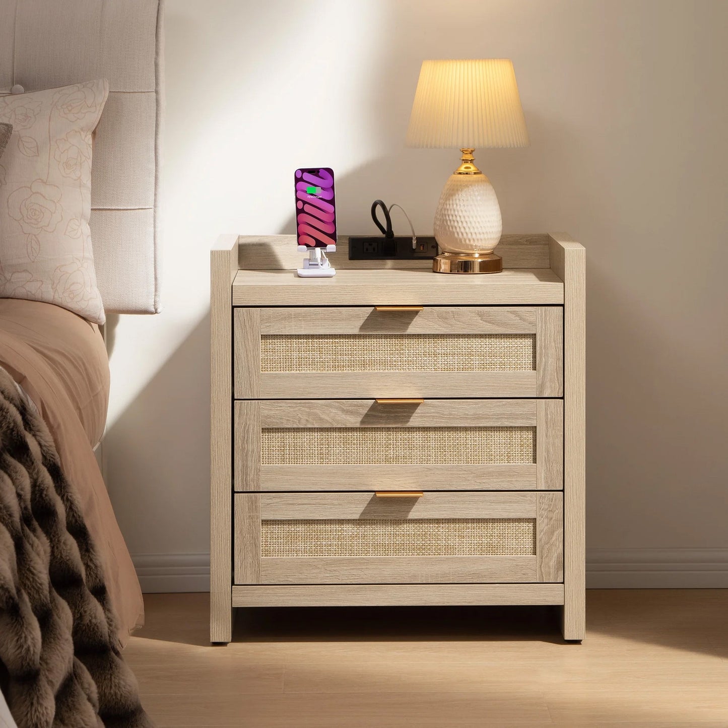 Savanna Vanity Table, Wardrobe and 3-Drawer Nightstand Set