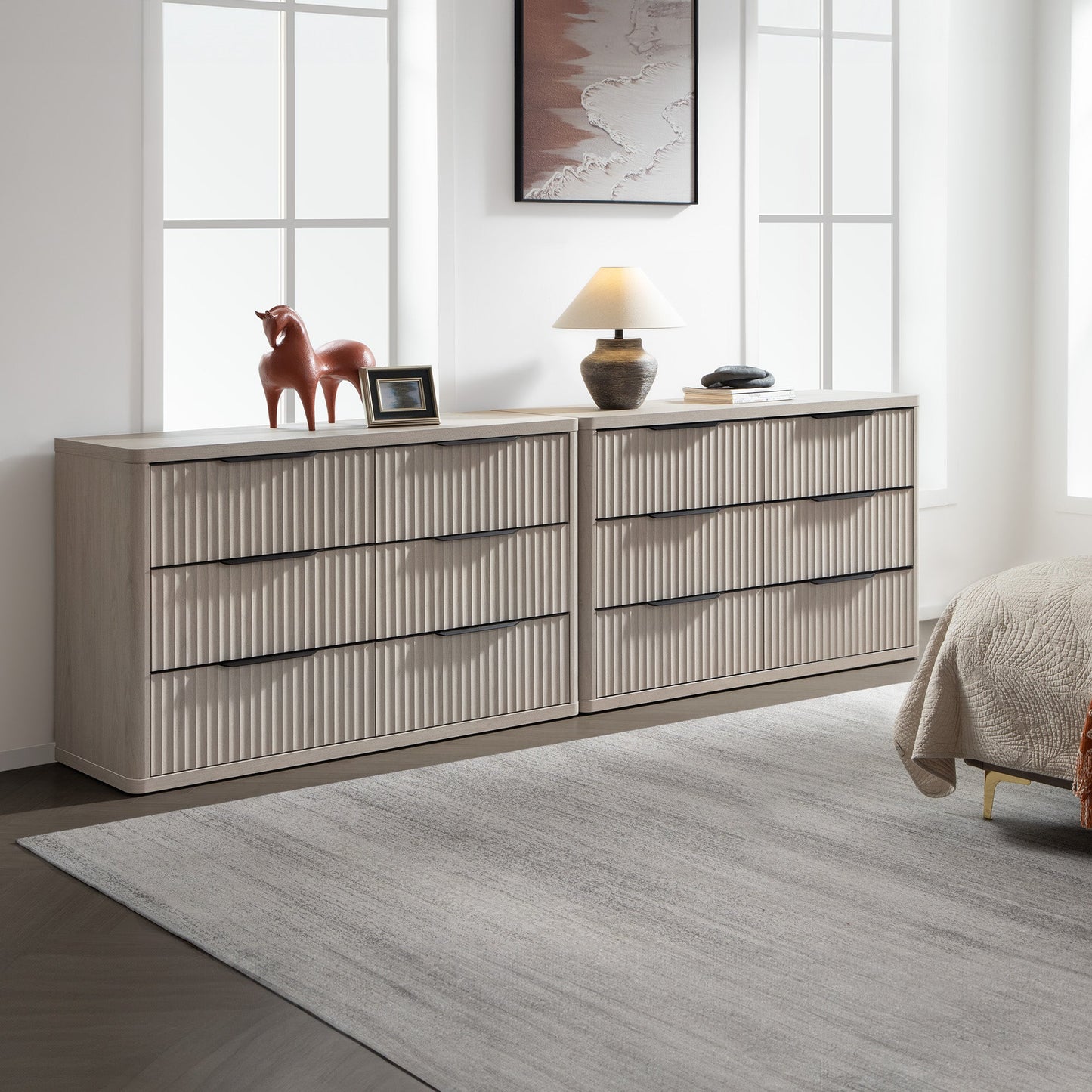 Cas 6 Drawers Dresser and 3 Drawers Nightstands Set
