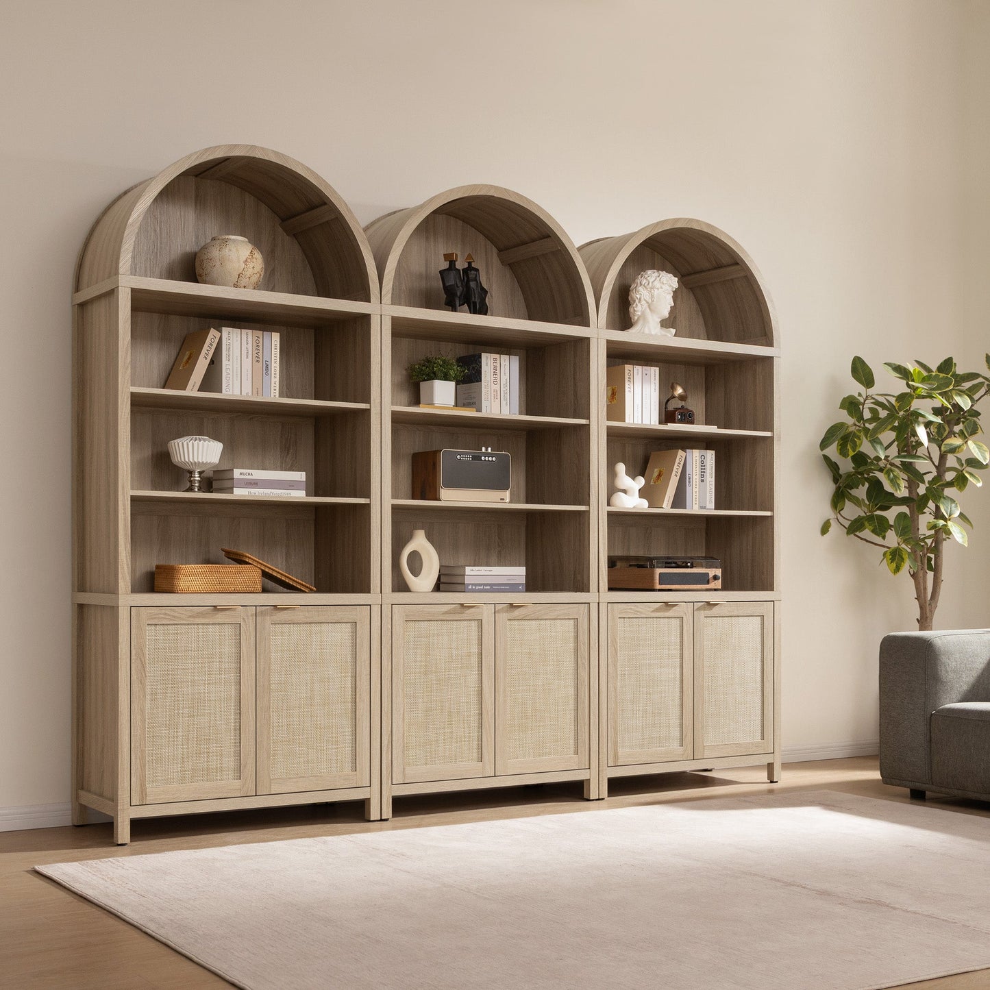 Savanna Arched Bookcase with Storage