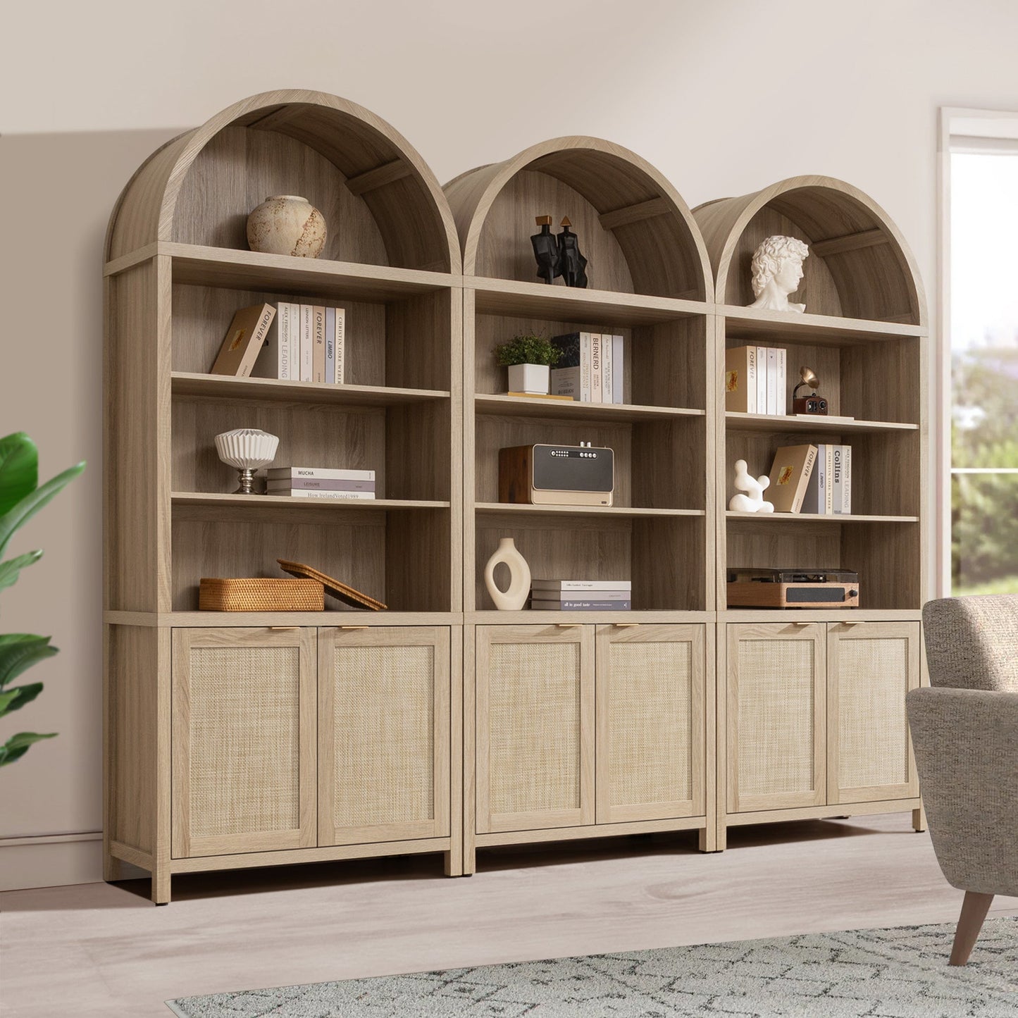 Savanna Arched Bookcase with Storage
