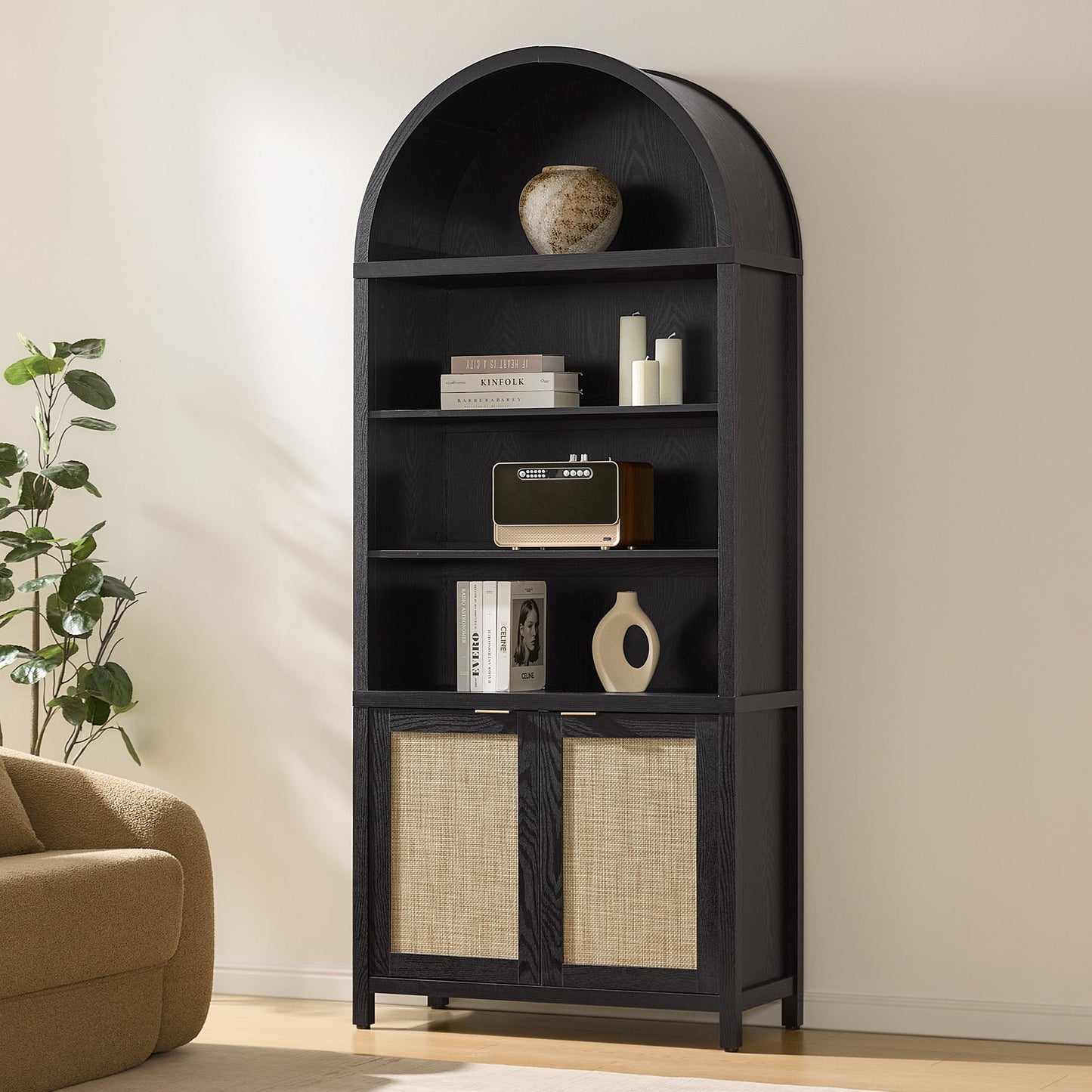 Savanna Arched Bookcase with Doors