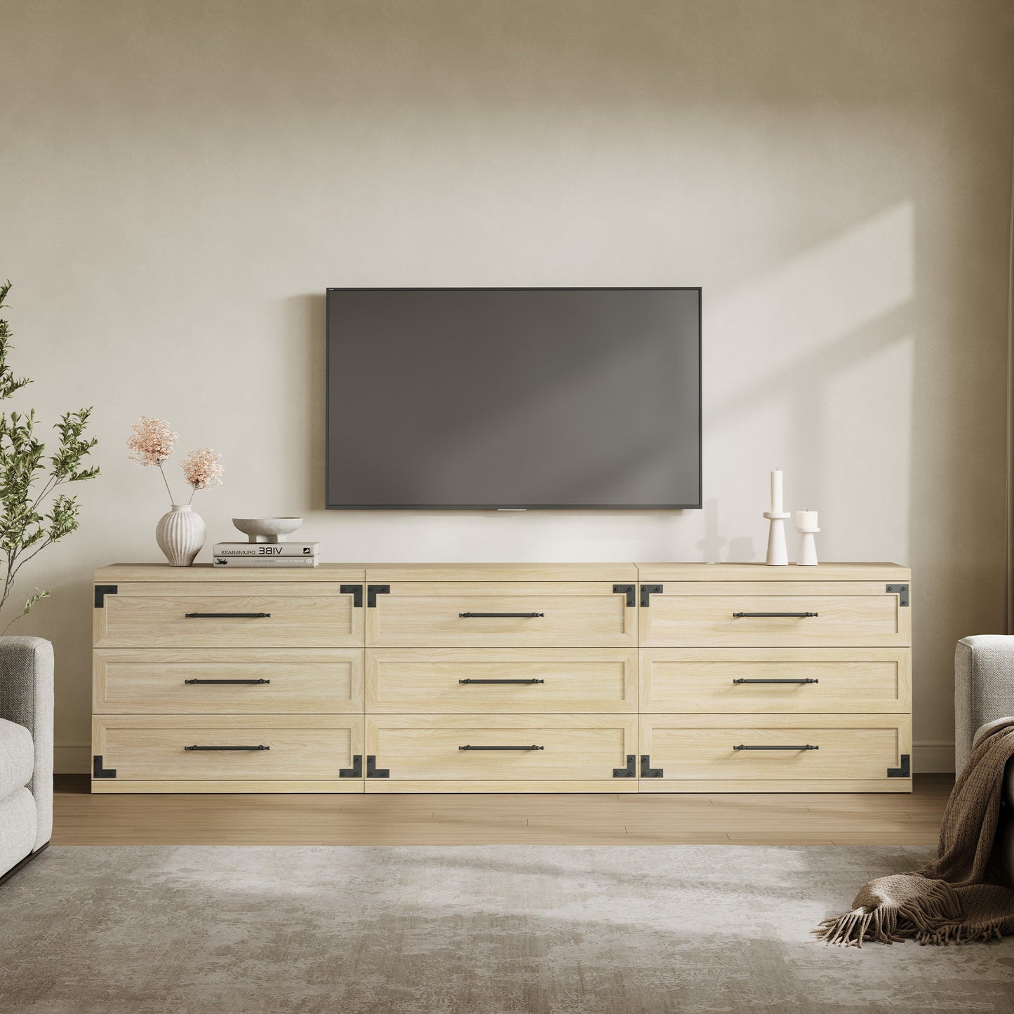 Willow 3-Drawers Nightstands Set