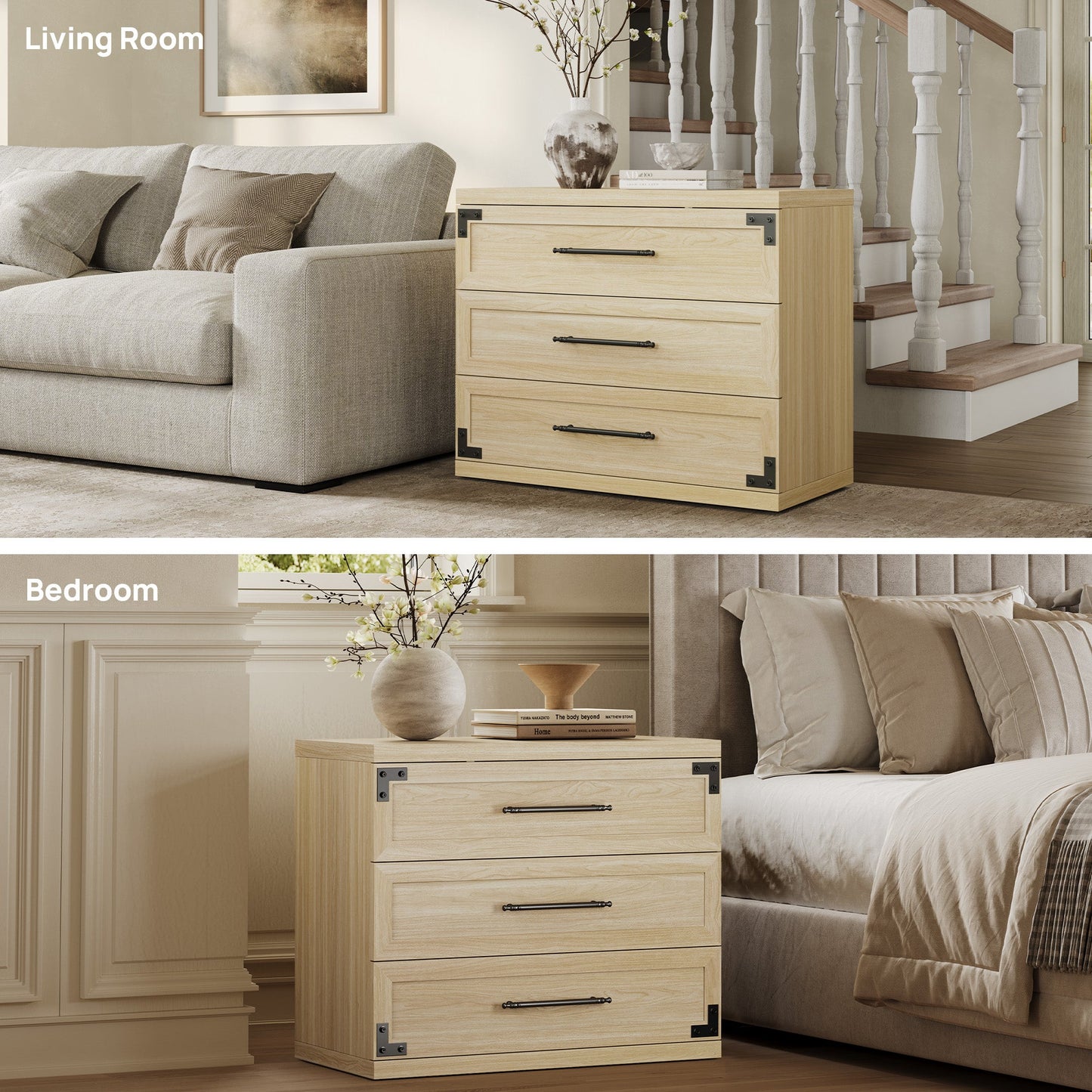 Willow 3-Drawers Nightstands Set