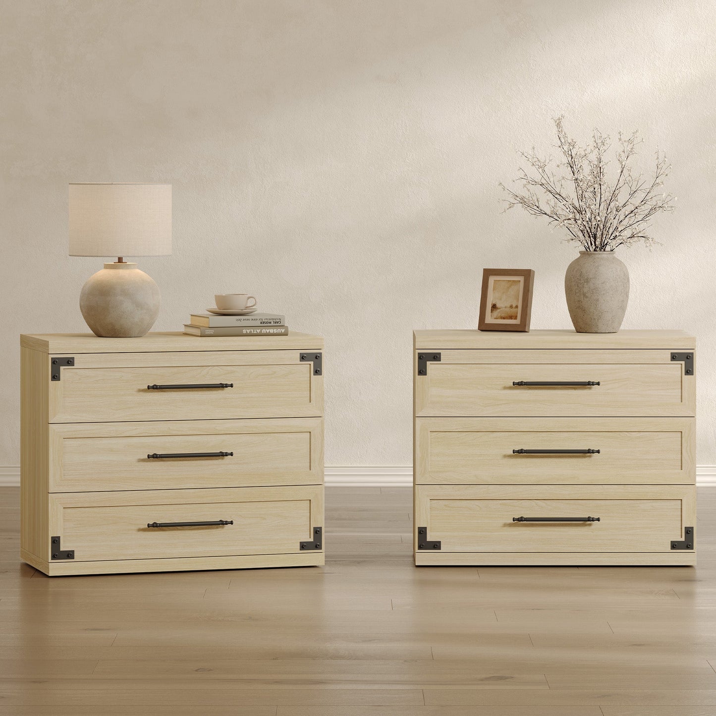 Willow 3-Drawers Nightstands Set