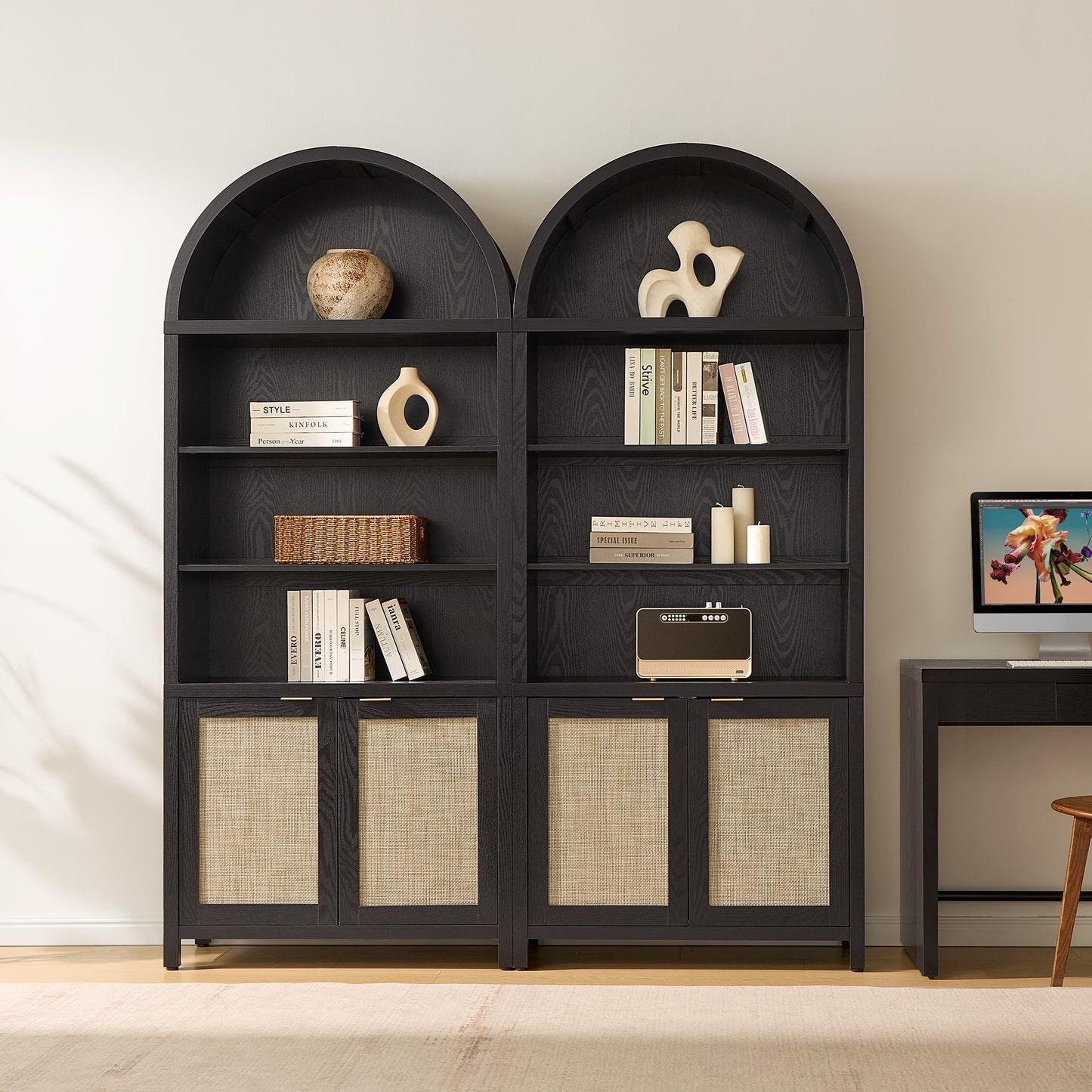 Savanna Arched Bookcase with Doors