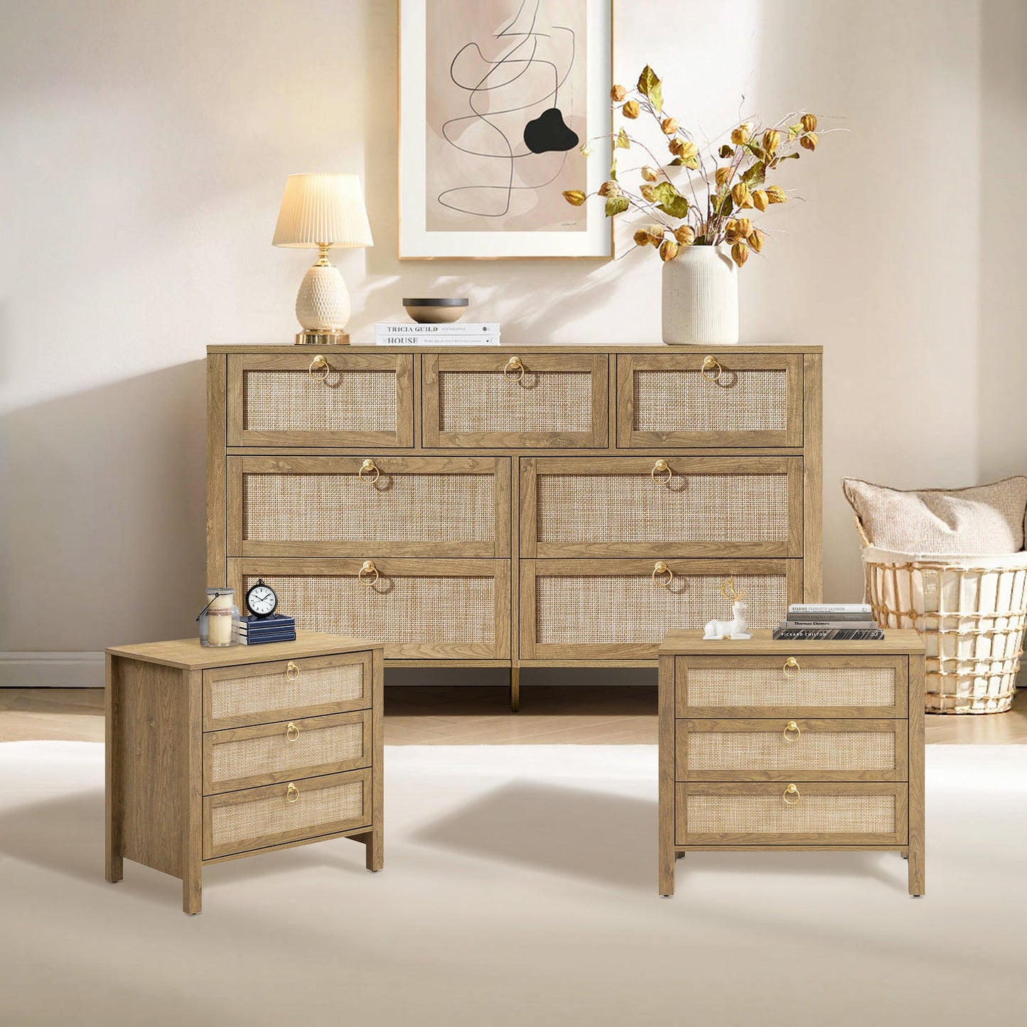 Terra Dresser and 3 Drawers Nightstands Sets
