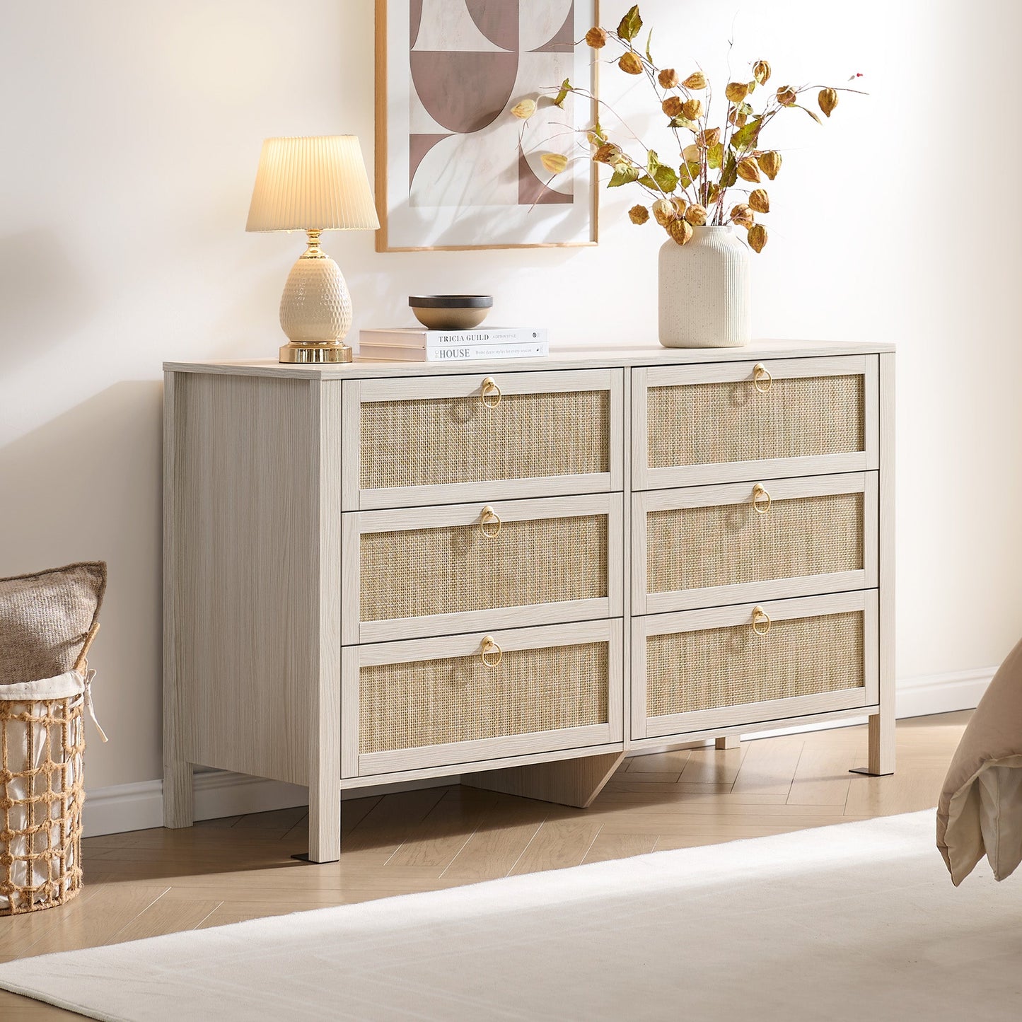 Terra White 6-Drawer Dresser