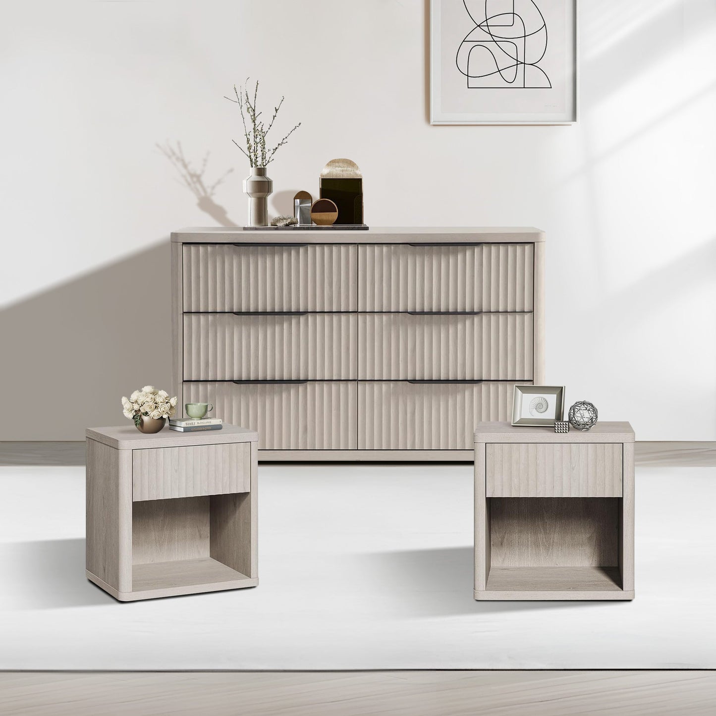 Cas 6 Drawers Dresser and 1 Drawer Nightstands Set