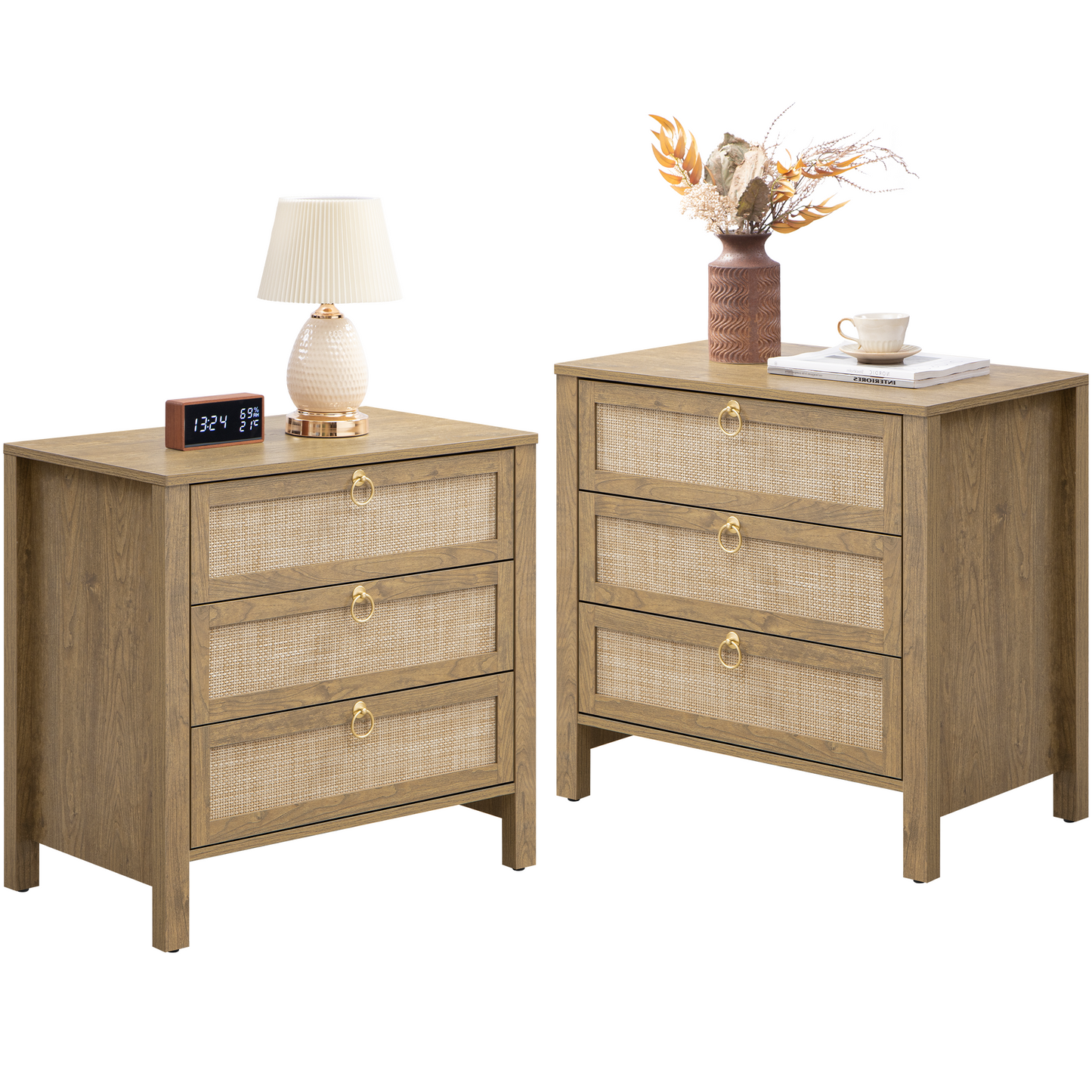 Terra 6 Drawers Dresser And 3 Drawers Nightstands Sets