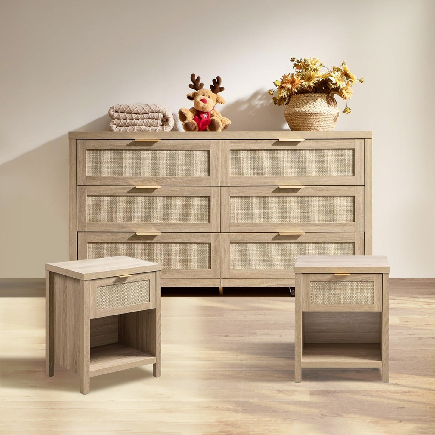 Savanna Nightstand and 6-Drawers Dresser Set
