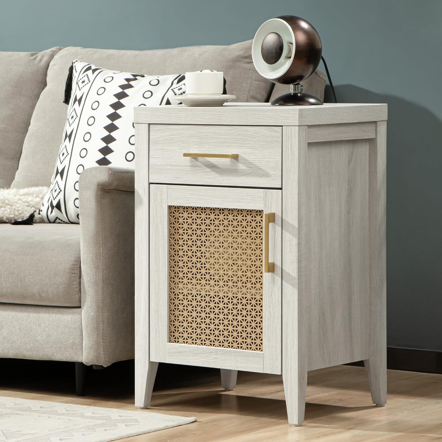 Andy Nightstand with Golden Mesh Door