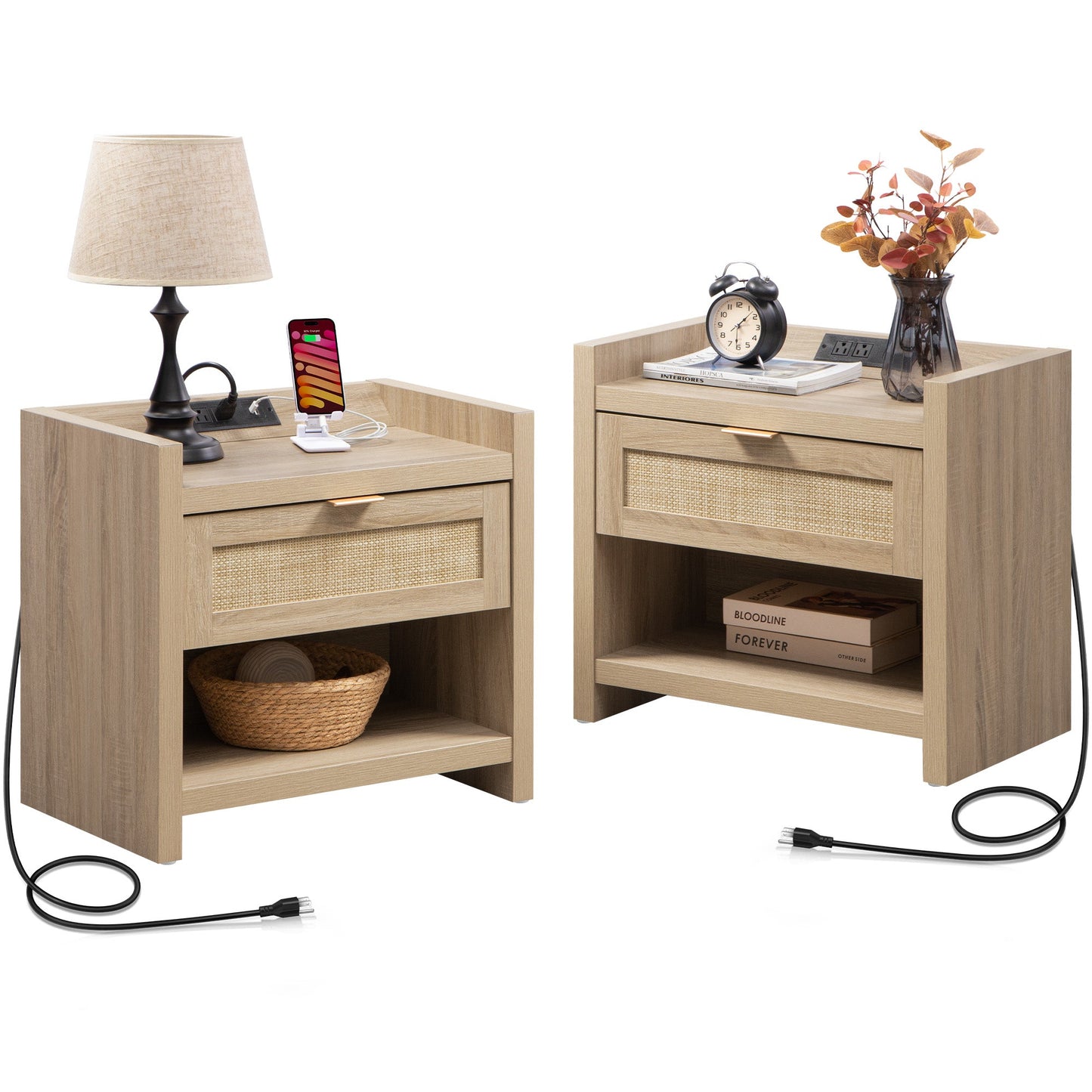 Savanna Rattan Nightstand with Drawer