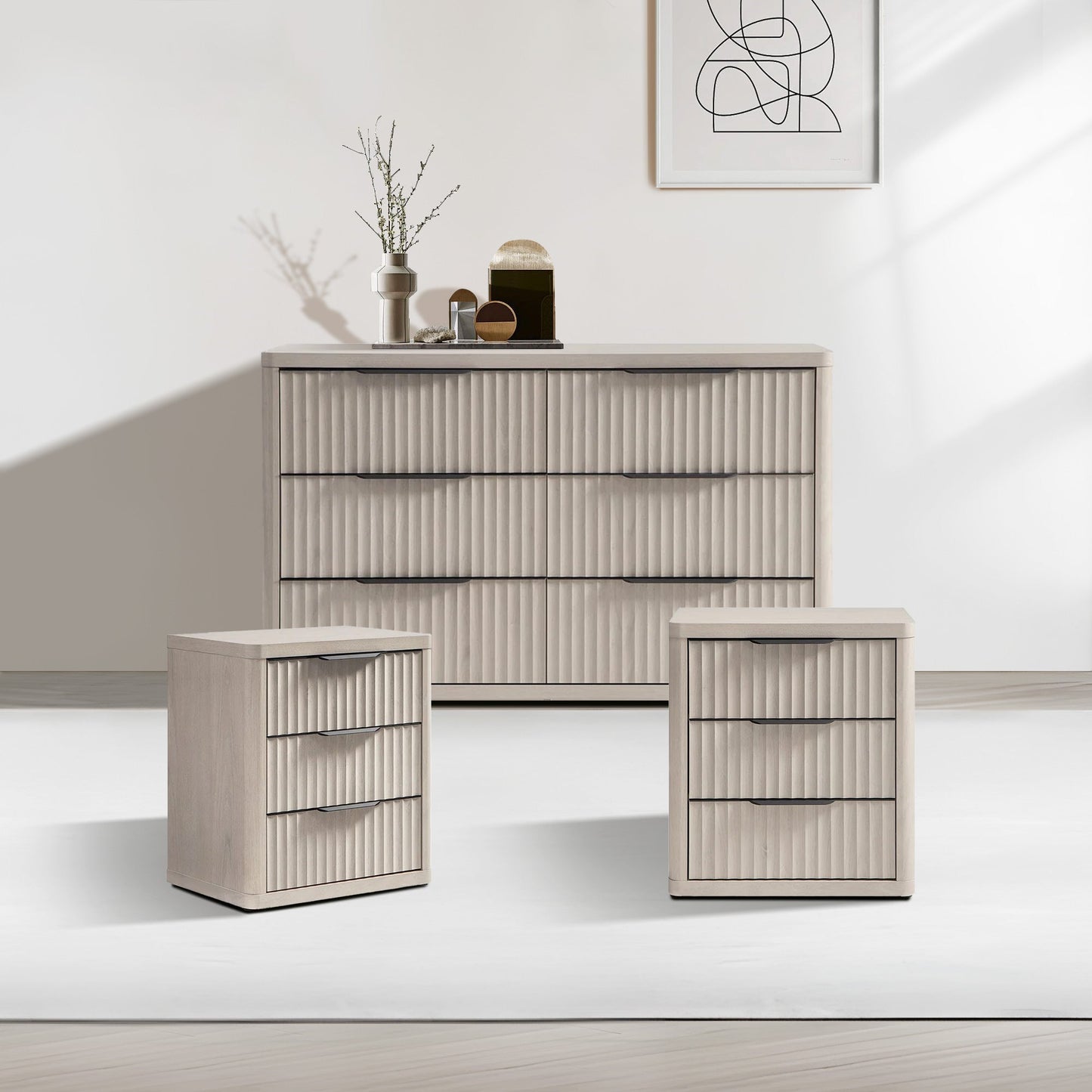 Cas 6 Drawers Dresser and 3 Drawers Nightstands Set