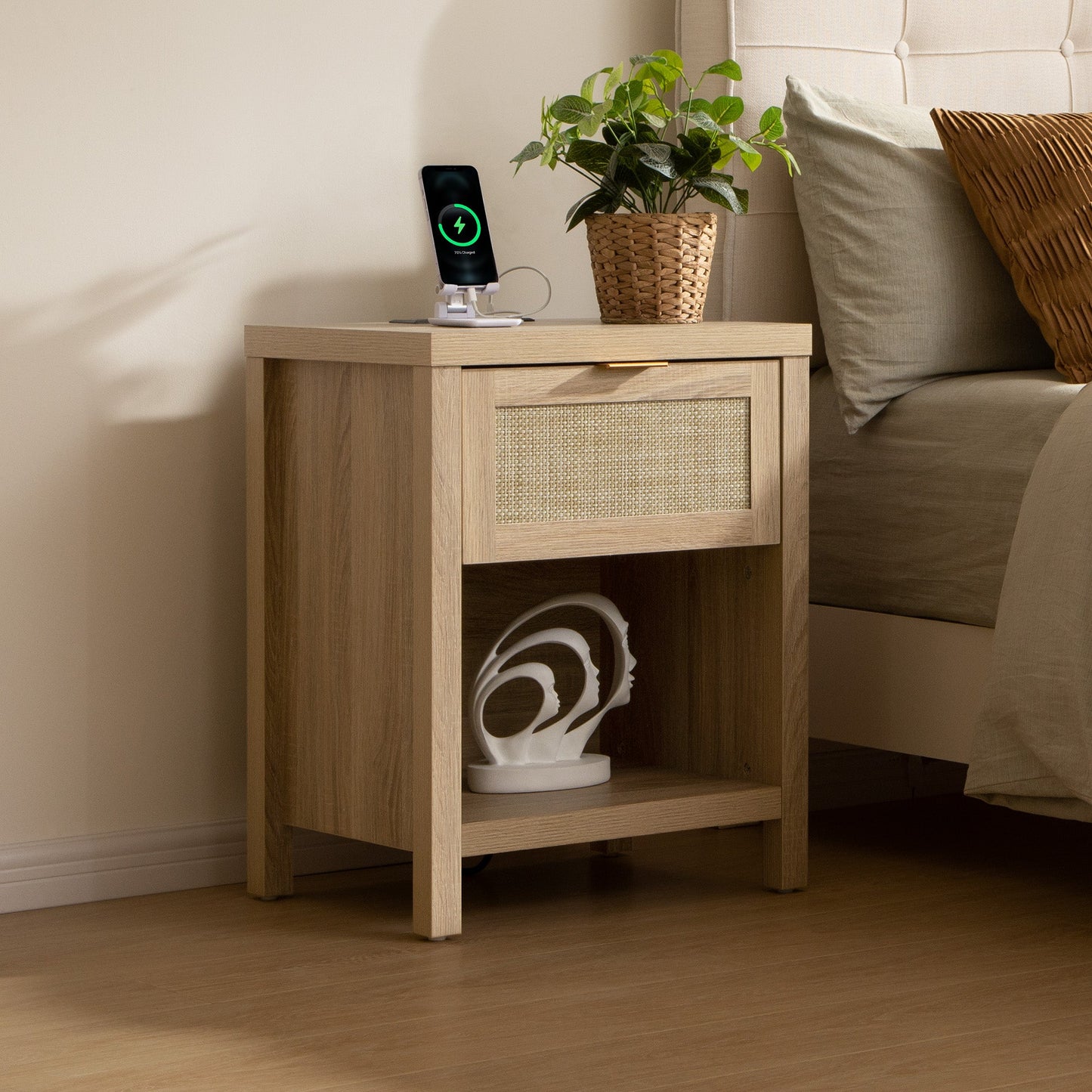 Savanna Wardrobes Closet, Dresser and Nightstand with Charging Set
