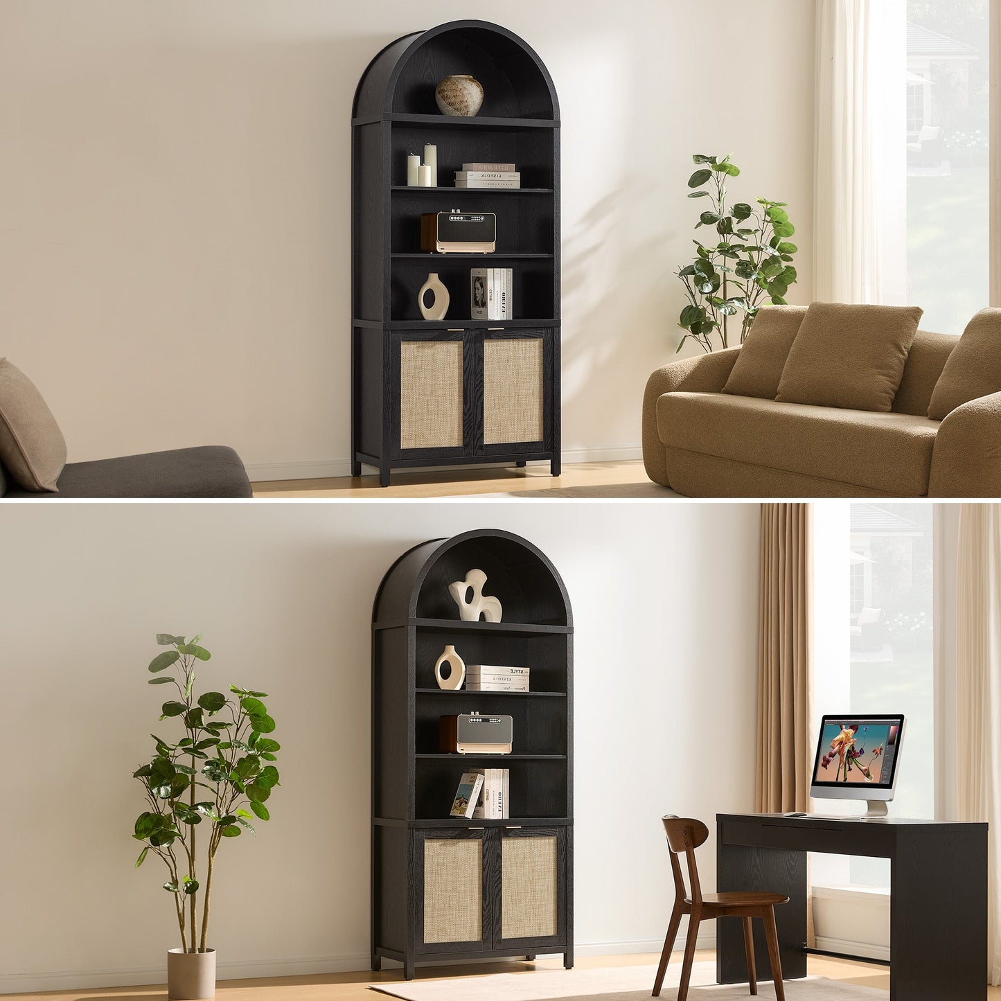 Savanna Arched Bookcase with Doors