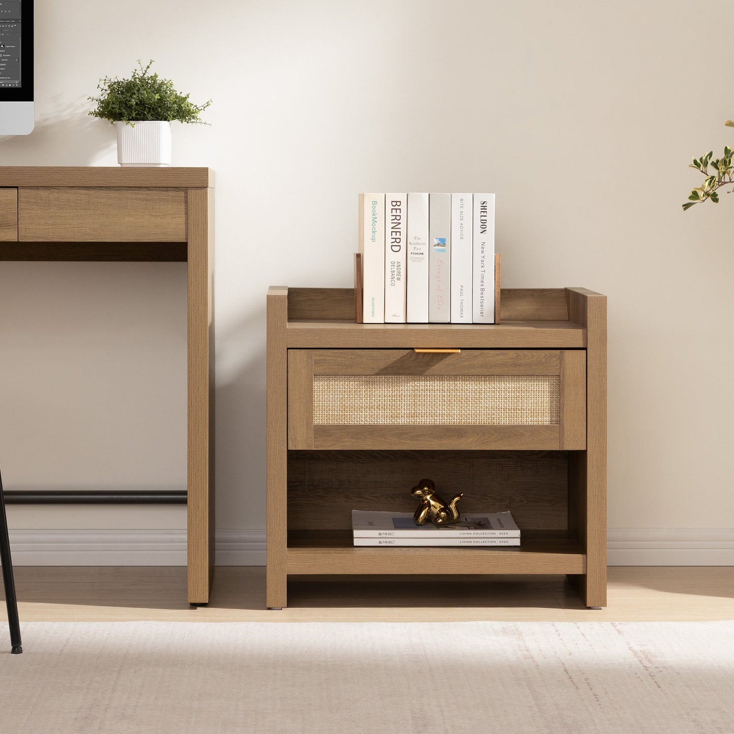 Savanna Rattan Nightstand with Drawer