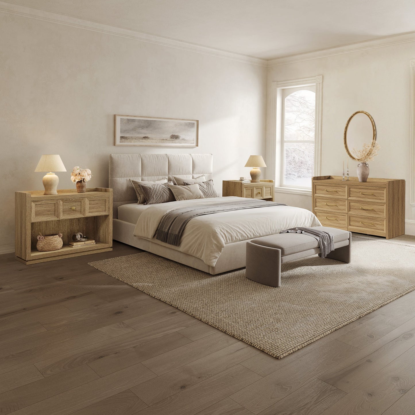 Helio 6-Drawer Dresser and Large Nightstands Set