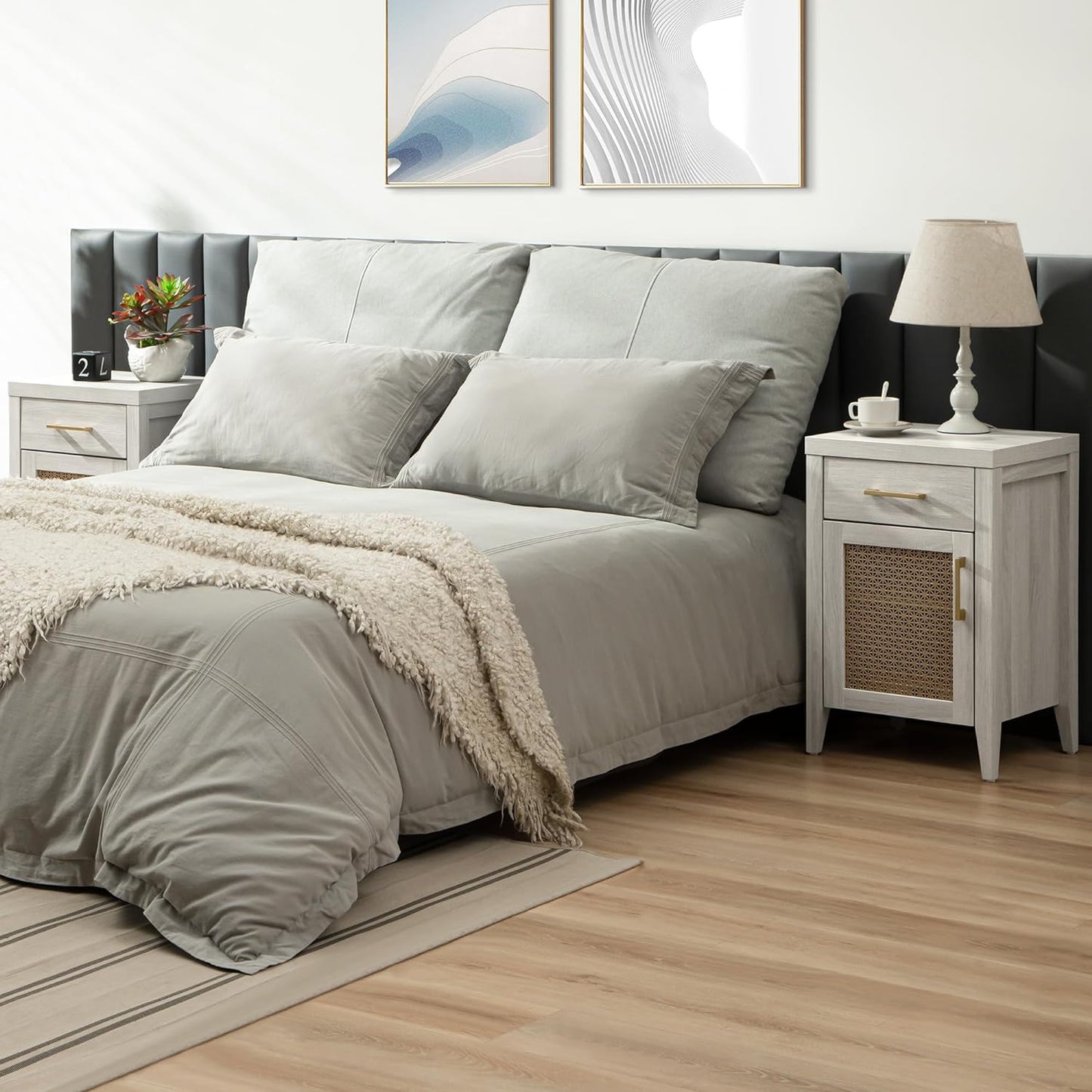 Andy Nightstand with Golden Mesh Door