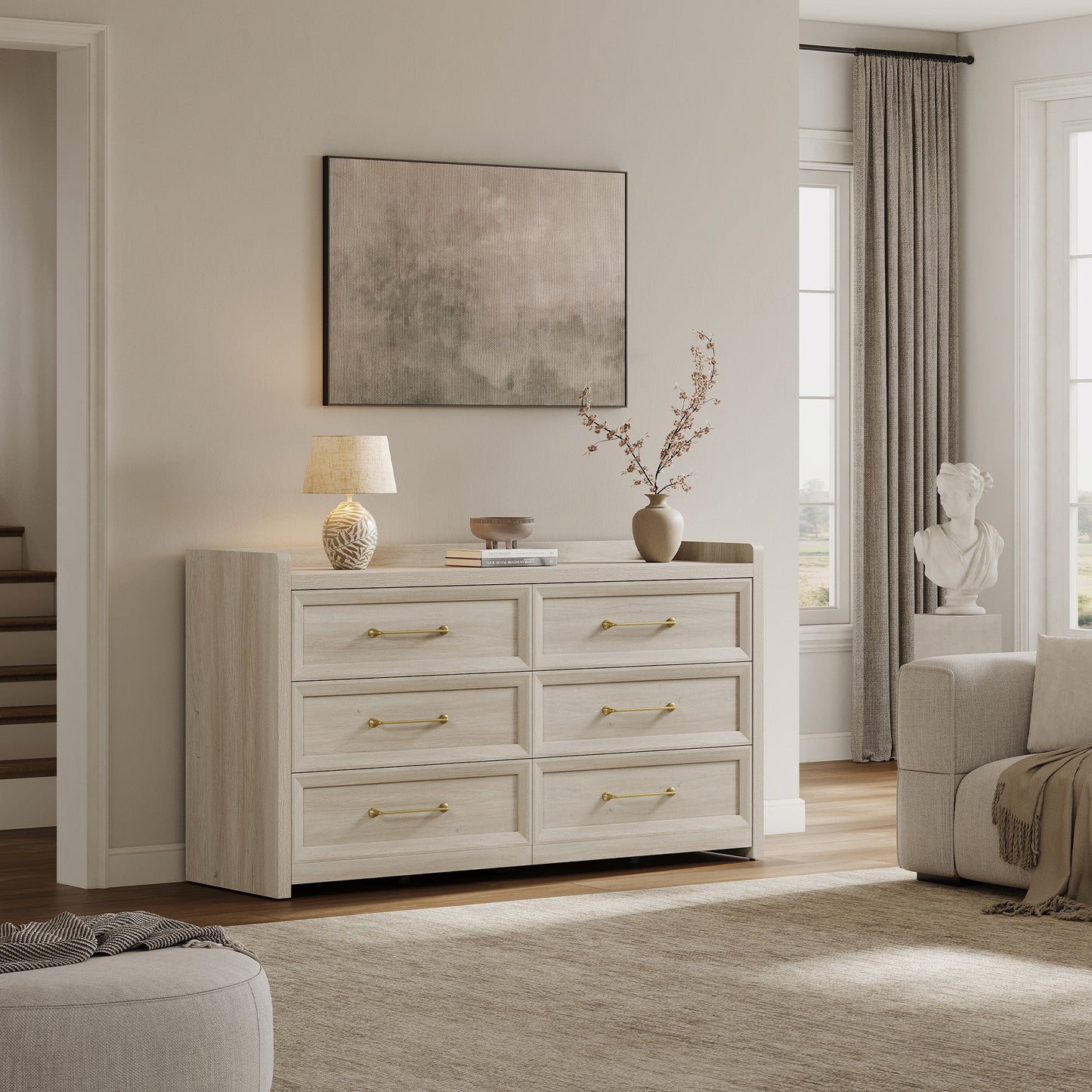 Helio White 6 Drawers Dresser