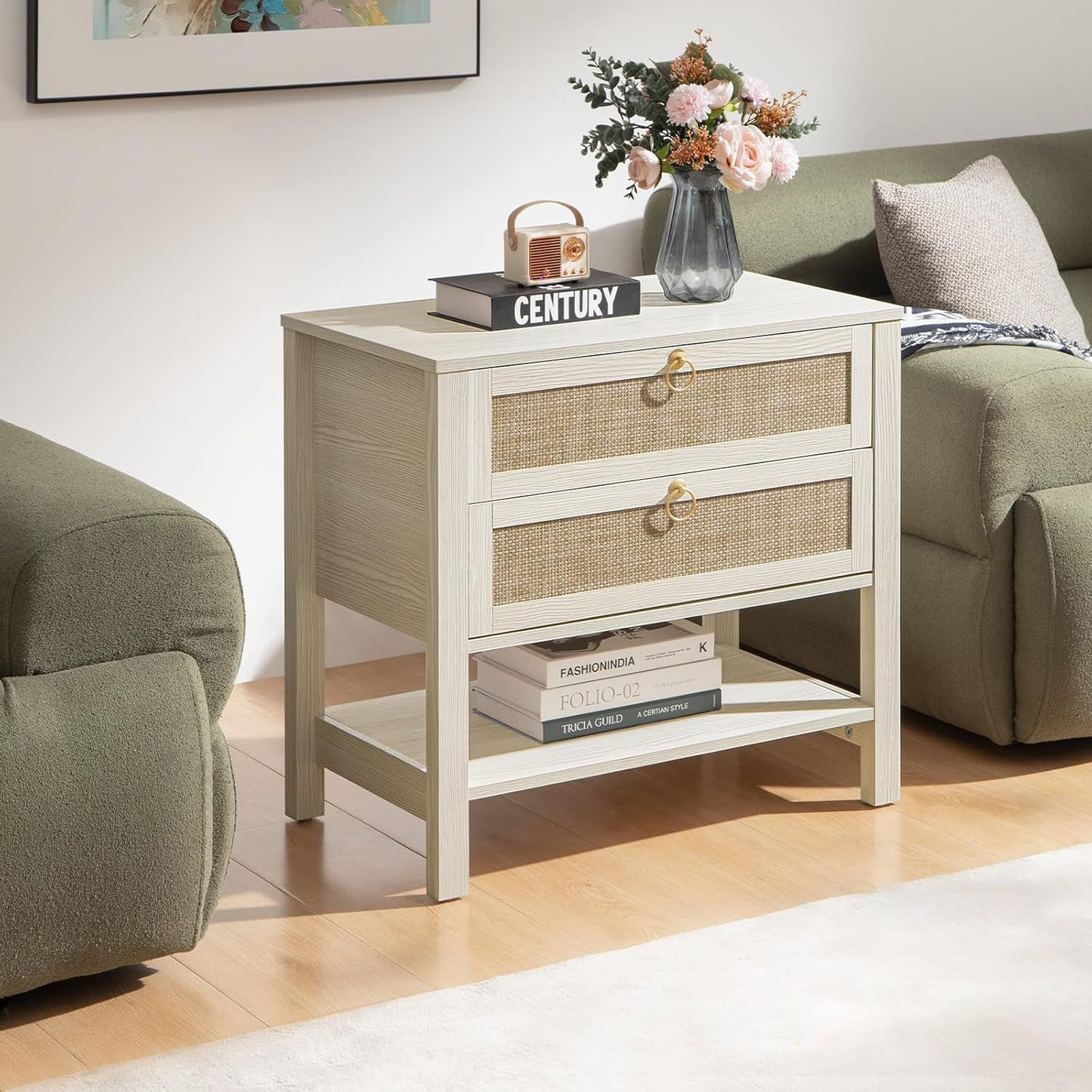 Terra White Nightstand, 25.6Inch Height