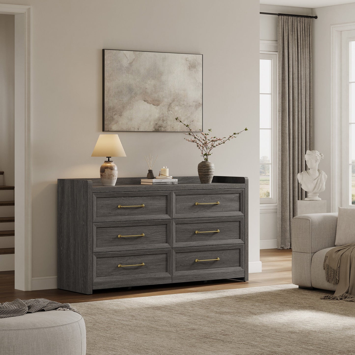 Helio White 6 Drawers Dresser