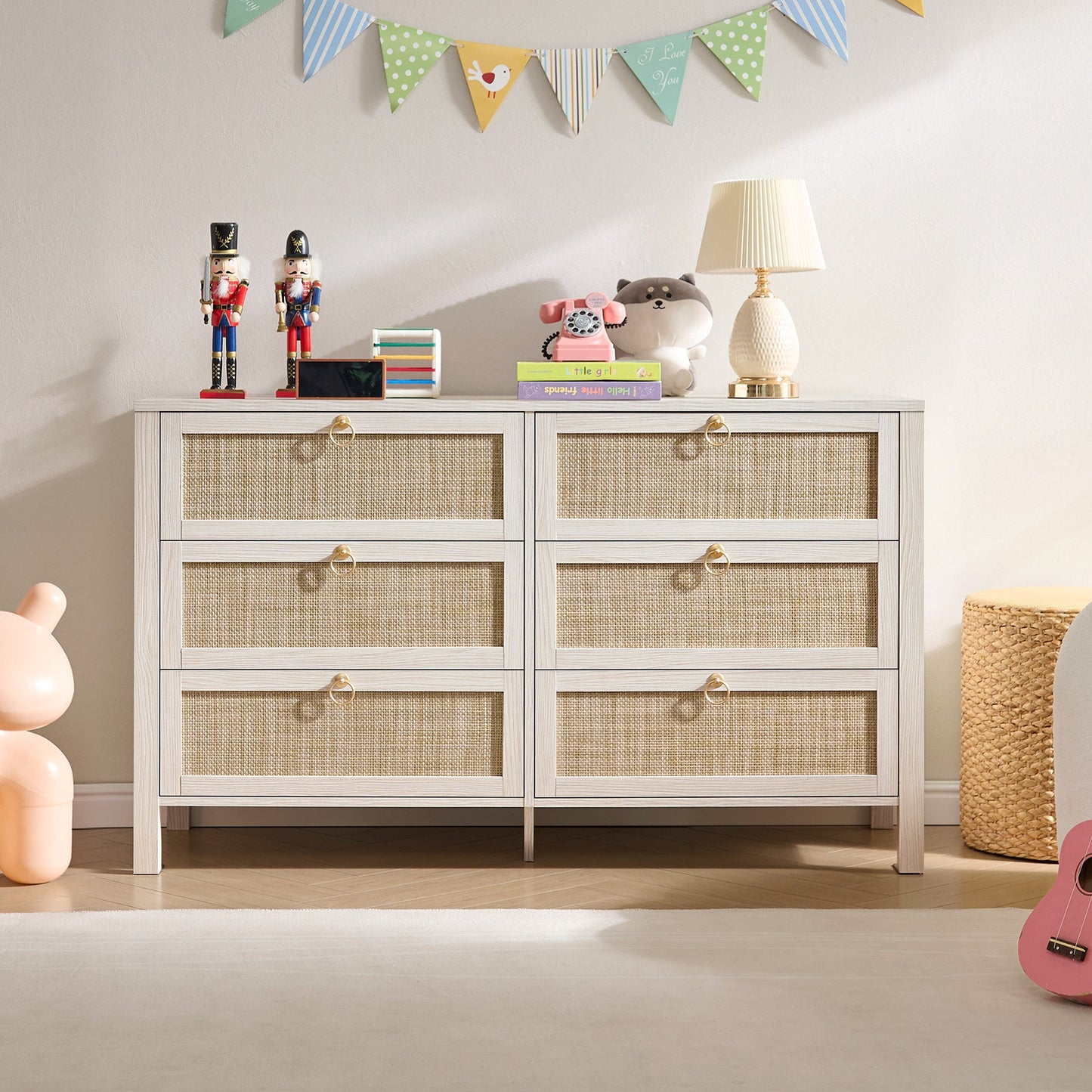 Terra White 6-Drawer Dresser