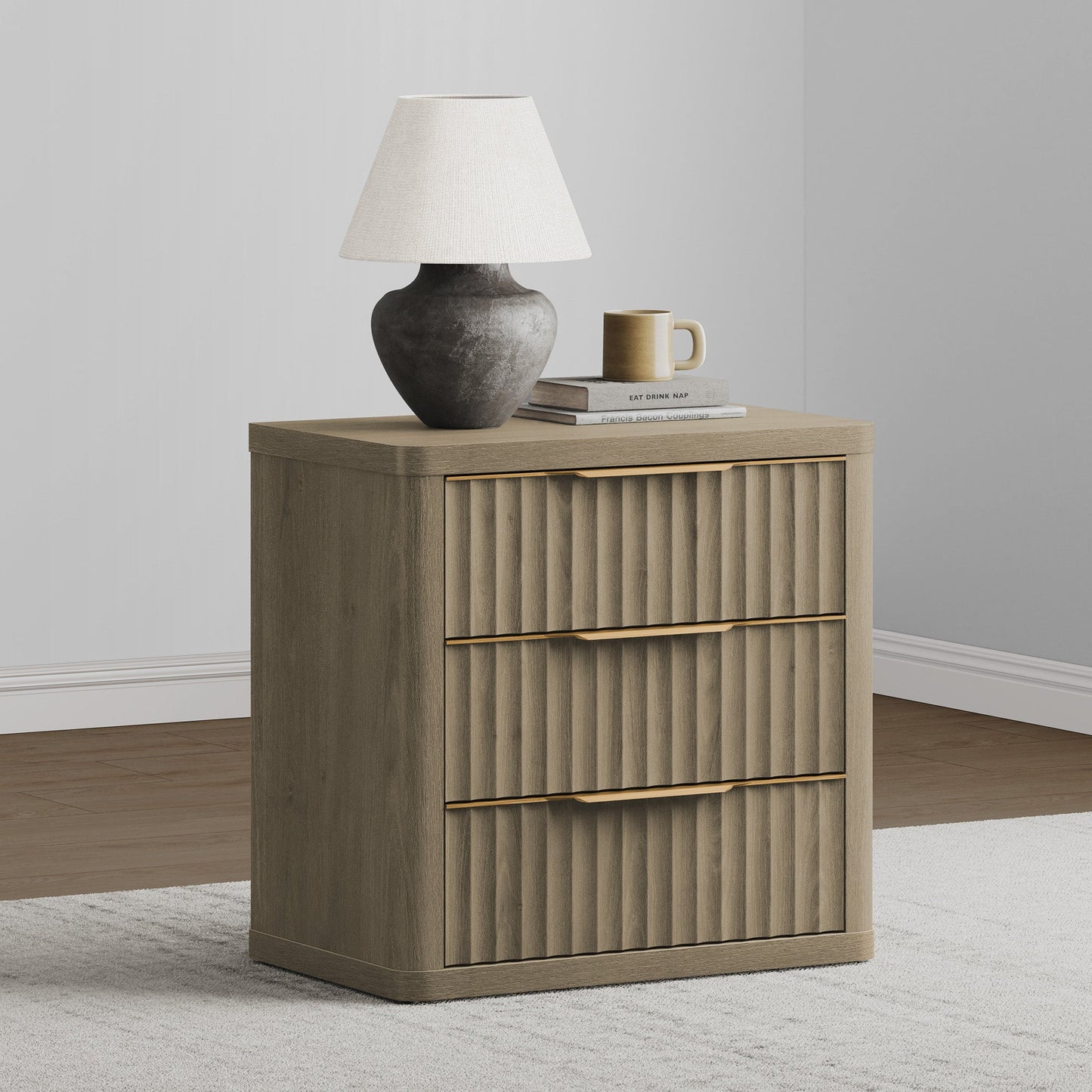 Commode 3 tiroirs Cas, poignée dorée