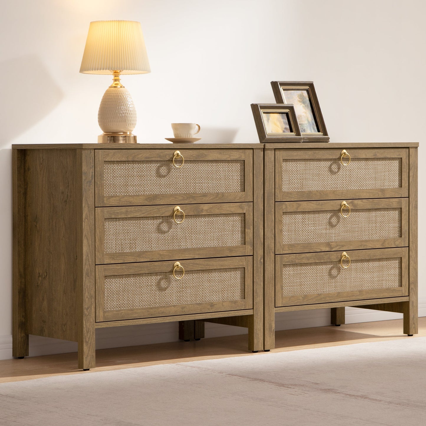 Terra 4 Doors Sideboard and 3 Drawers Nightstands Set