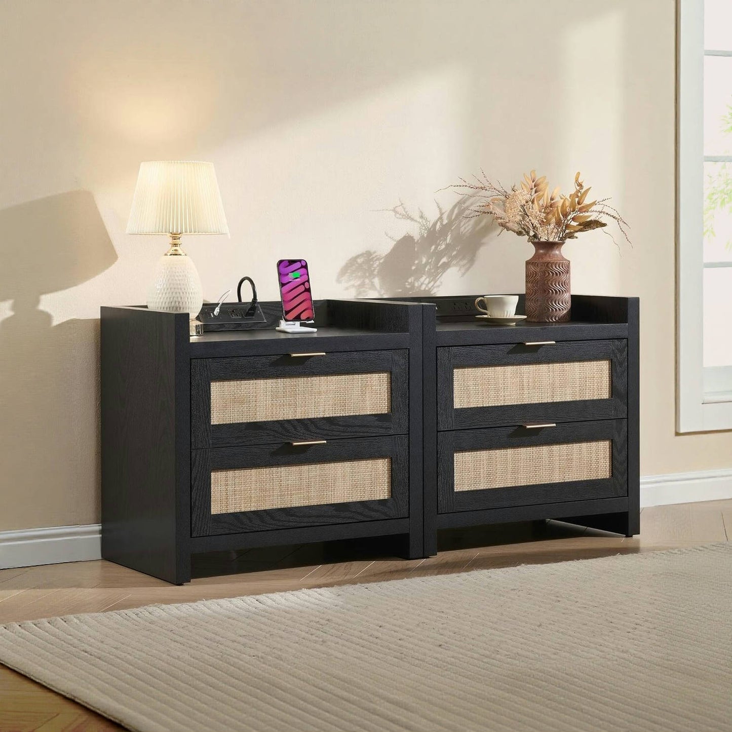 Savanna Black Nightstand with Drawer