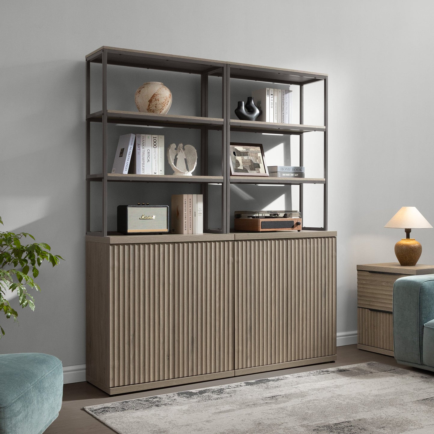 Stria Bookshelf with Storage