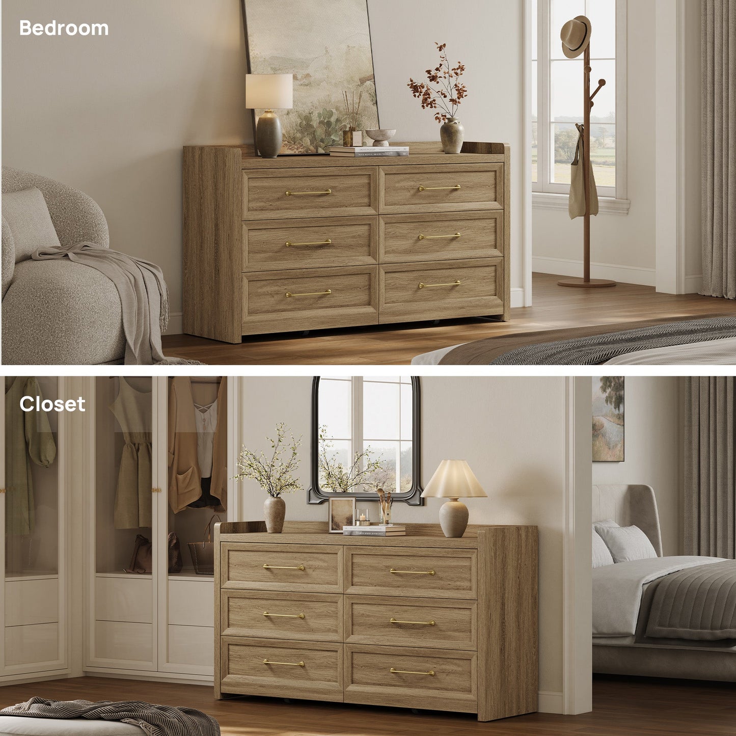 Helio White 6 Drawers Dresser
