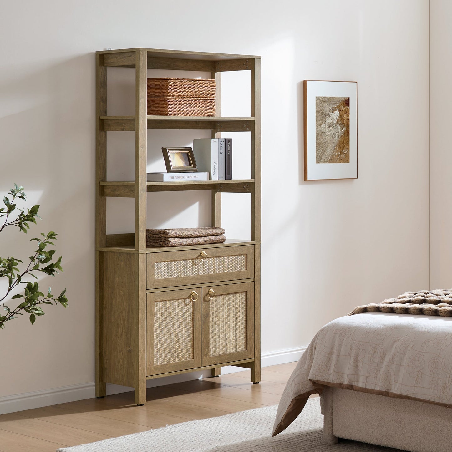 Terra 68.5Inch Bookshelf with Drawers