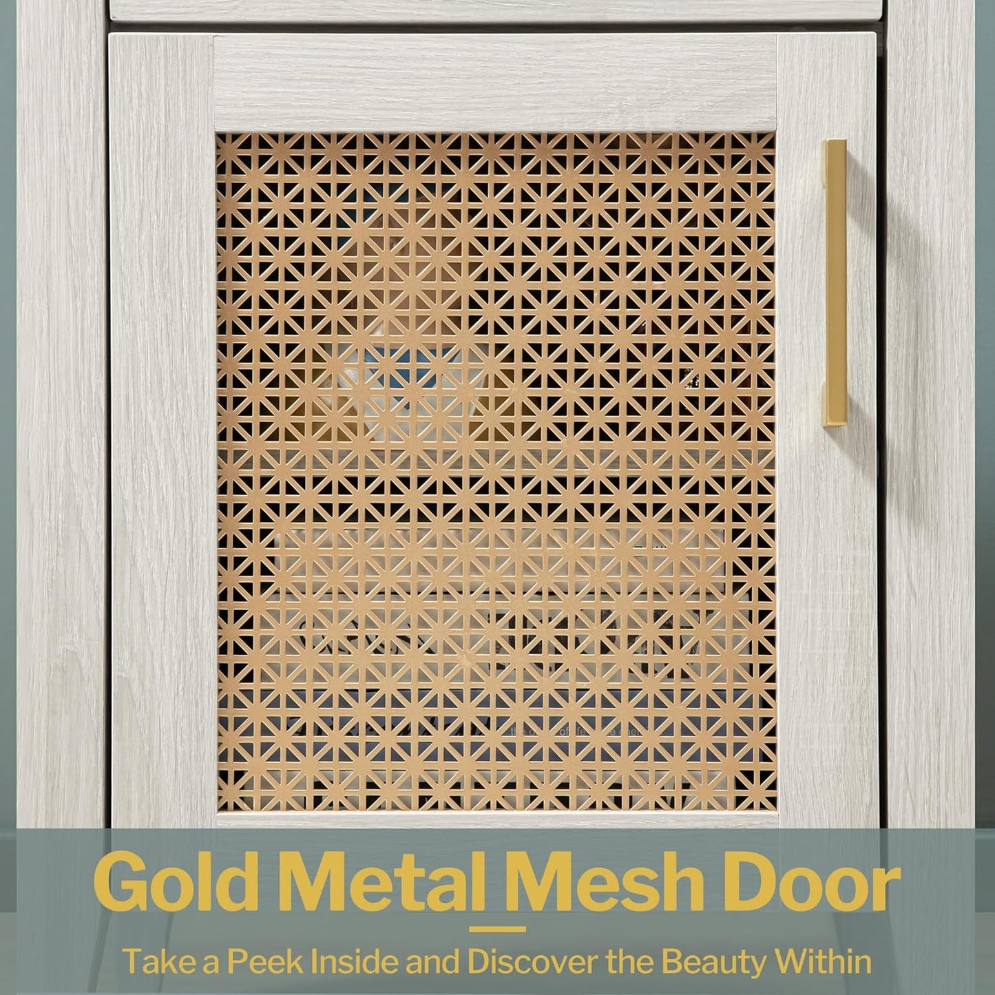 Andy Nightstand with Golden Mesh Door