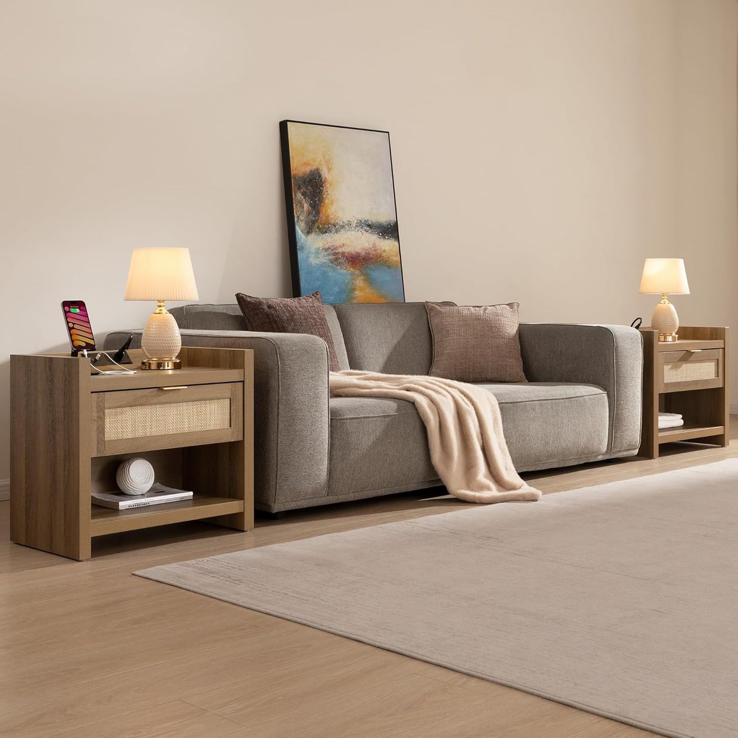 Savanna Rattan Nightstand with Drawer
