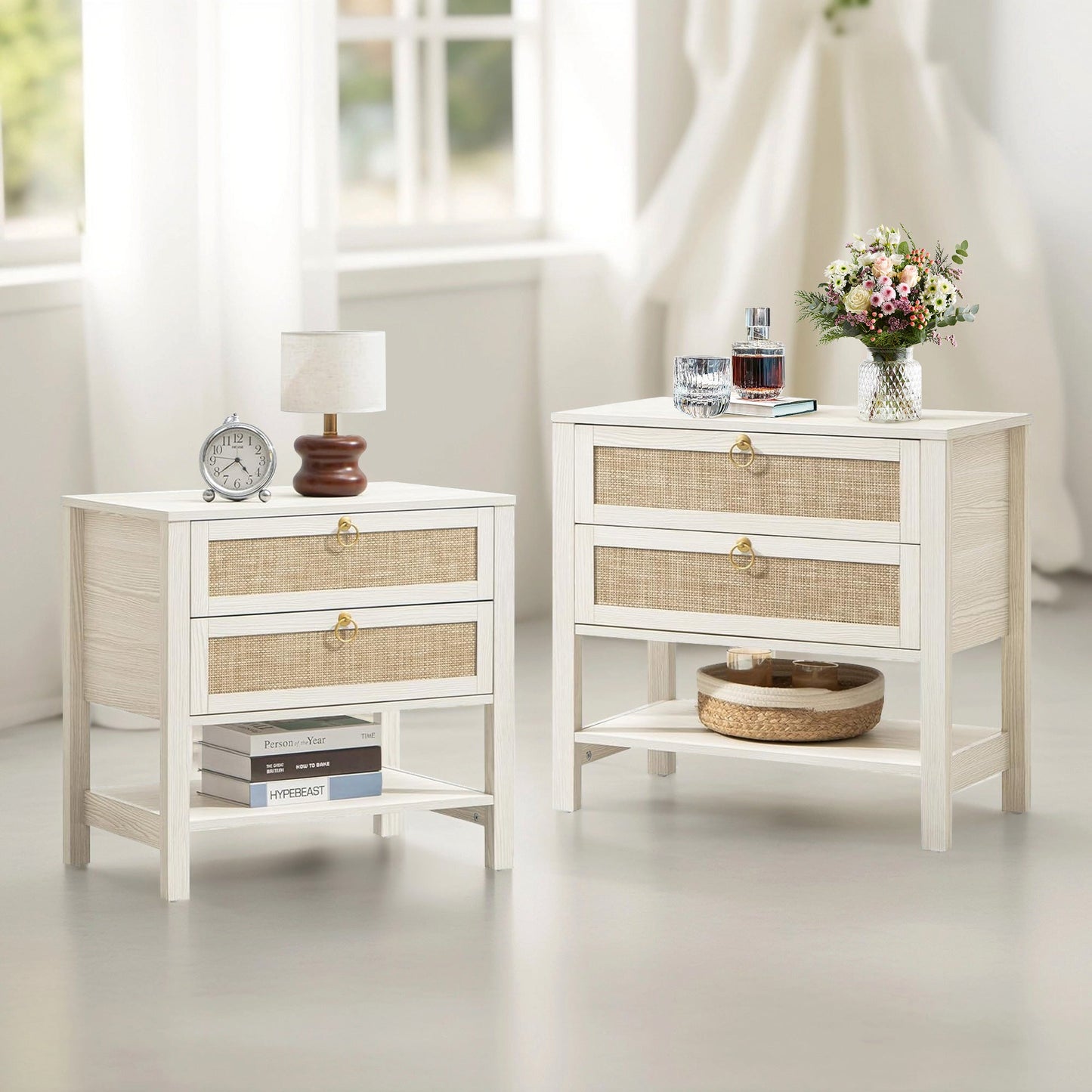 Terra White Nightstand, 25.6Inch Height