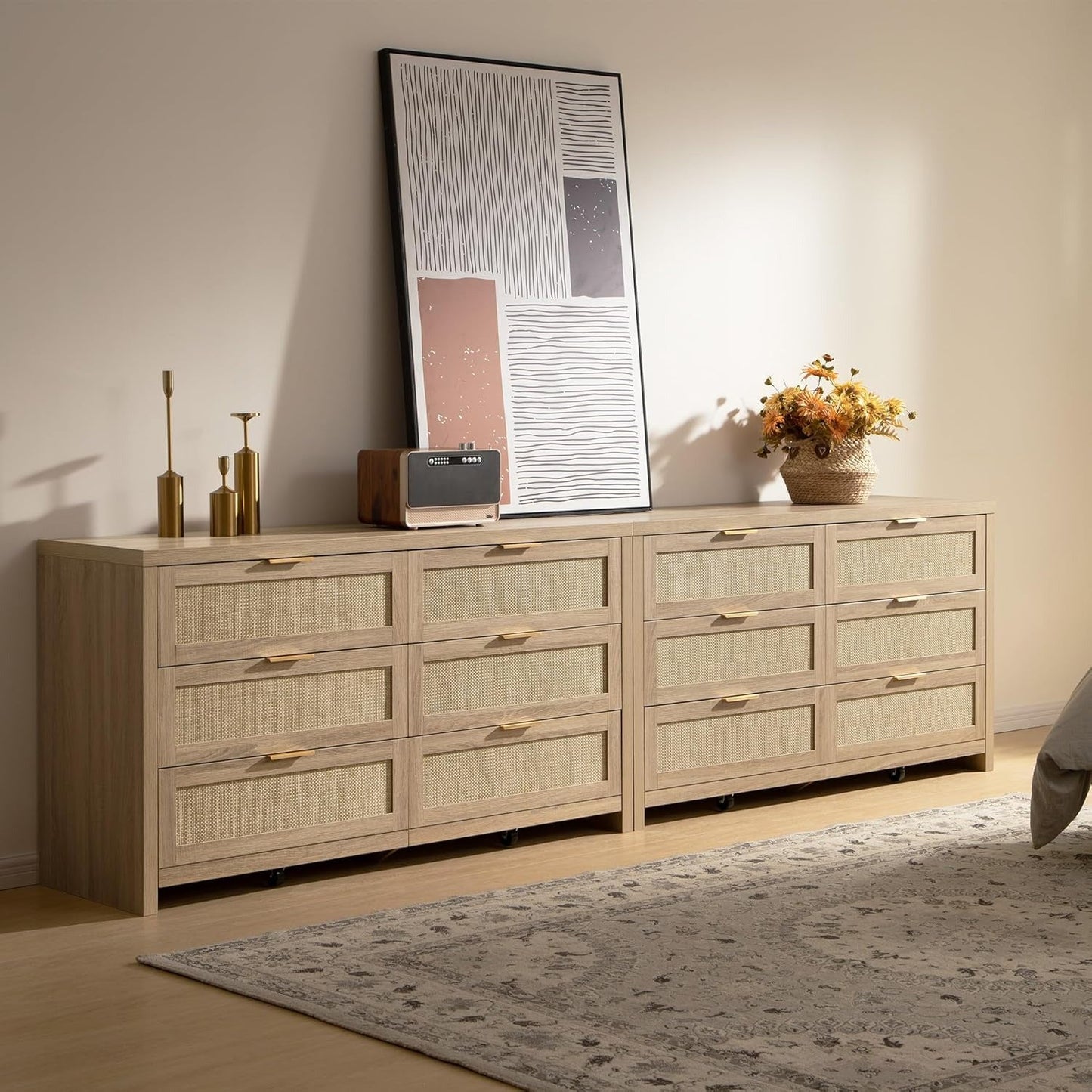 Savanna Nightstand and 6-Drawers Dresser Set
