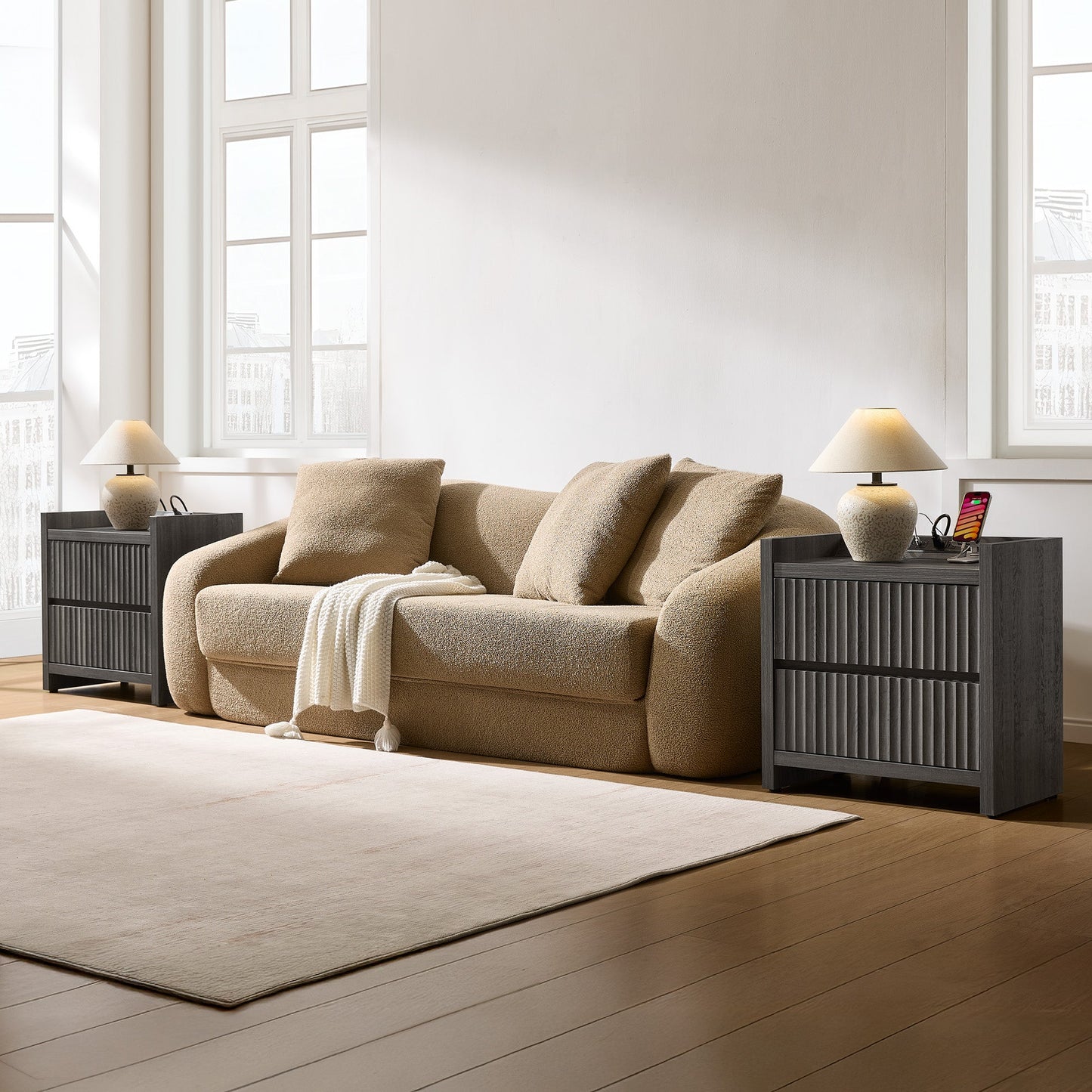 Prelude Night Table with Drawers and Charger