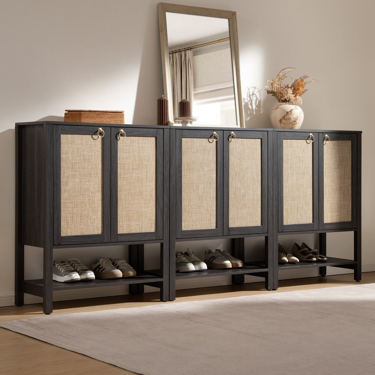 Terra Black Shoe Cabinet, 2 Doors