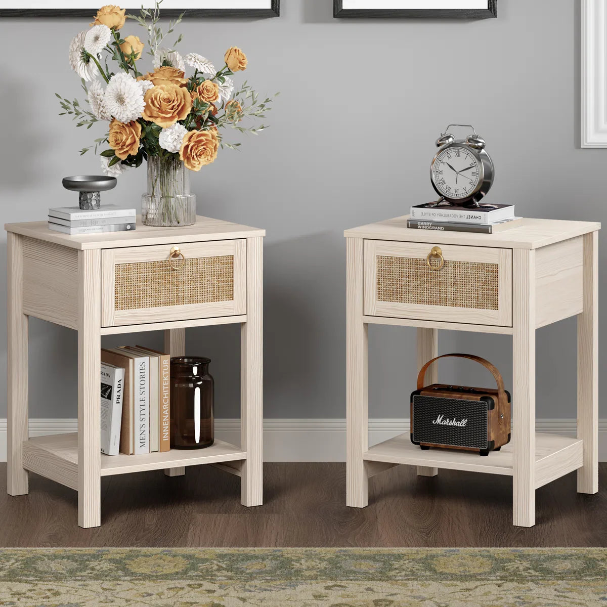 Terra Black Rattan Nightstand