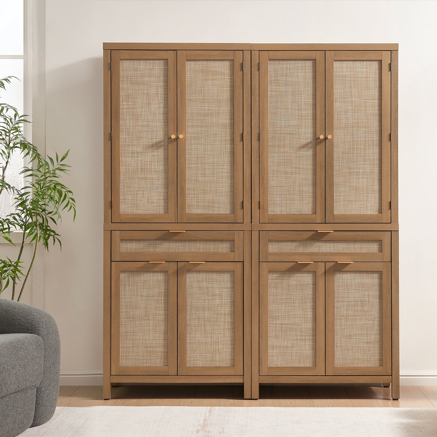 Savanna Pantry Cabinet,Rattan Door