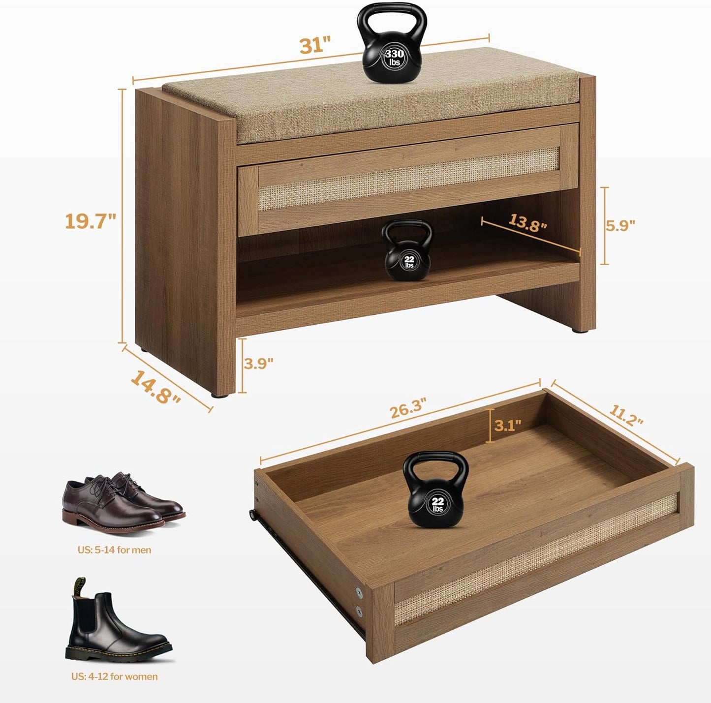 Savanna Shoe Bench with Storage