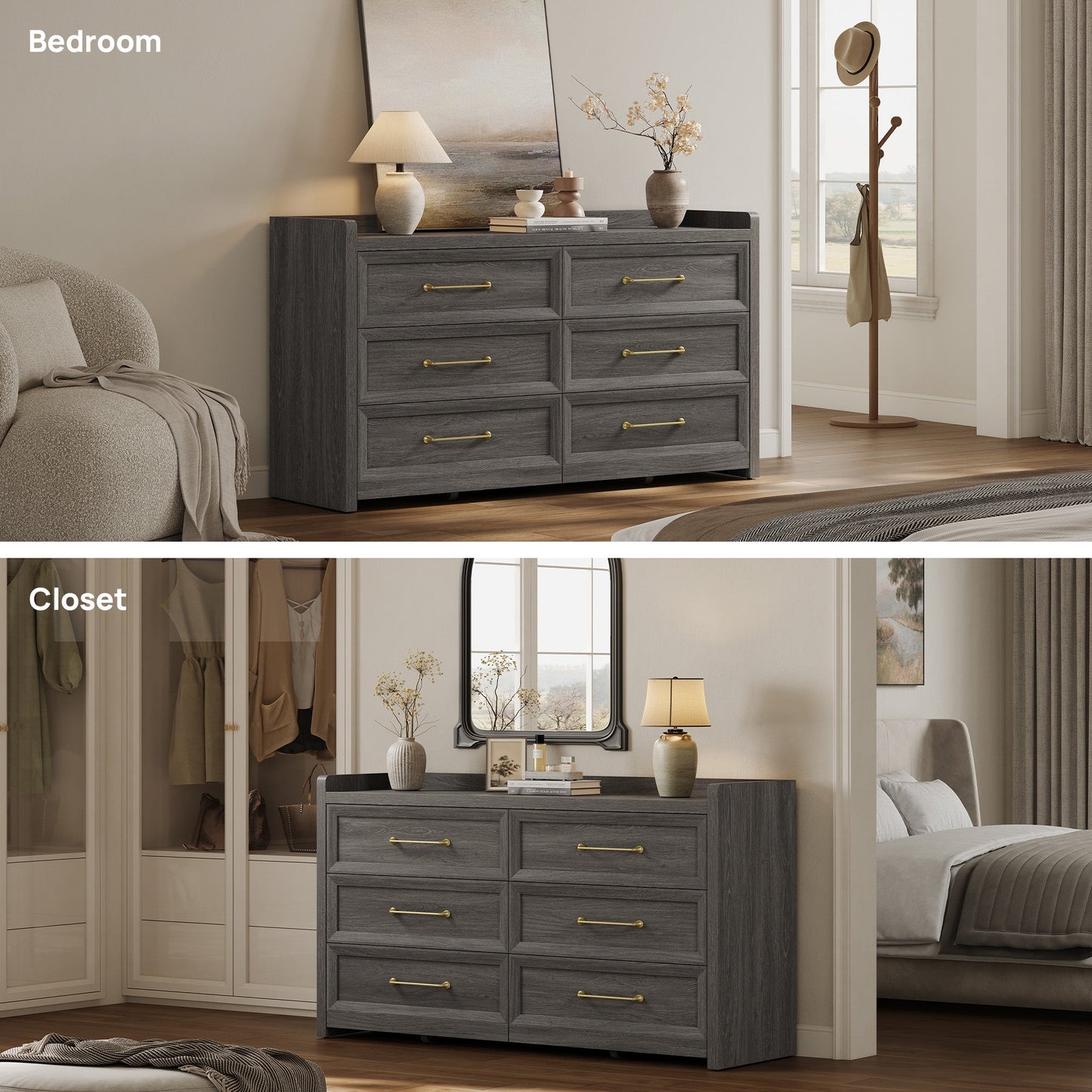 Helio White 6 Drawers Dresser