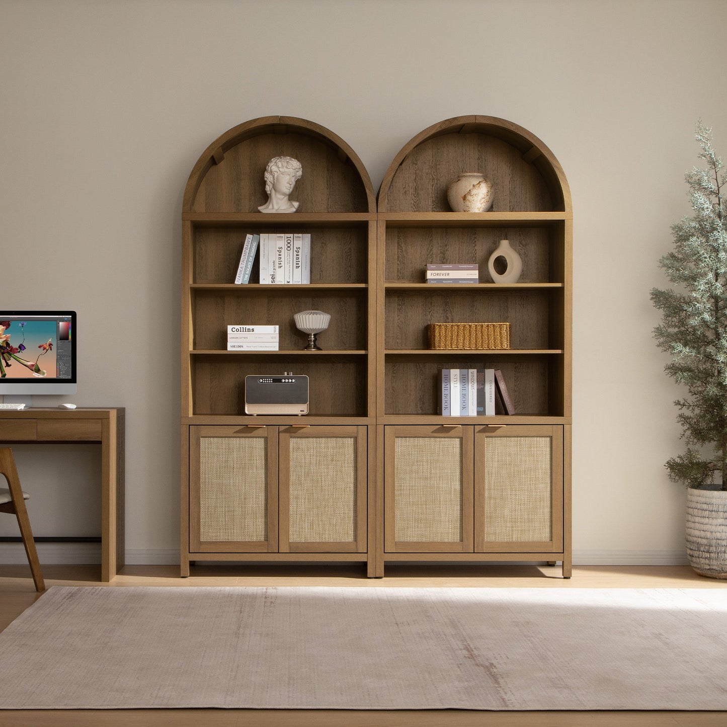 Savanna Arched Bookcase, 84.2Inch Height