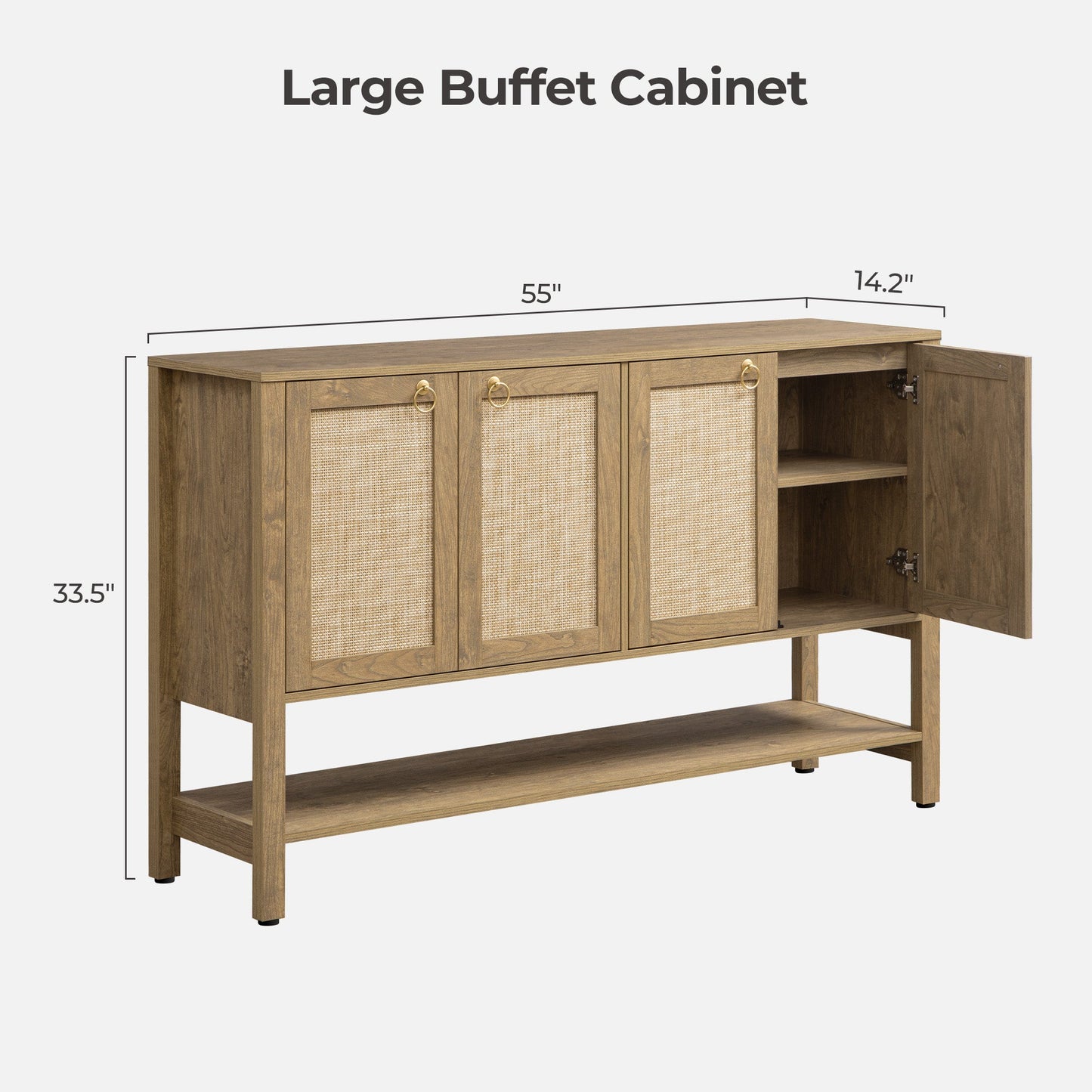Terra 4 Doors Sideboard and 3 Drawers Nightstands Set